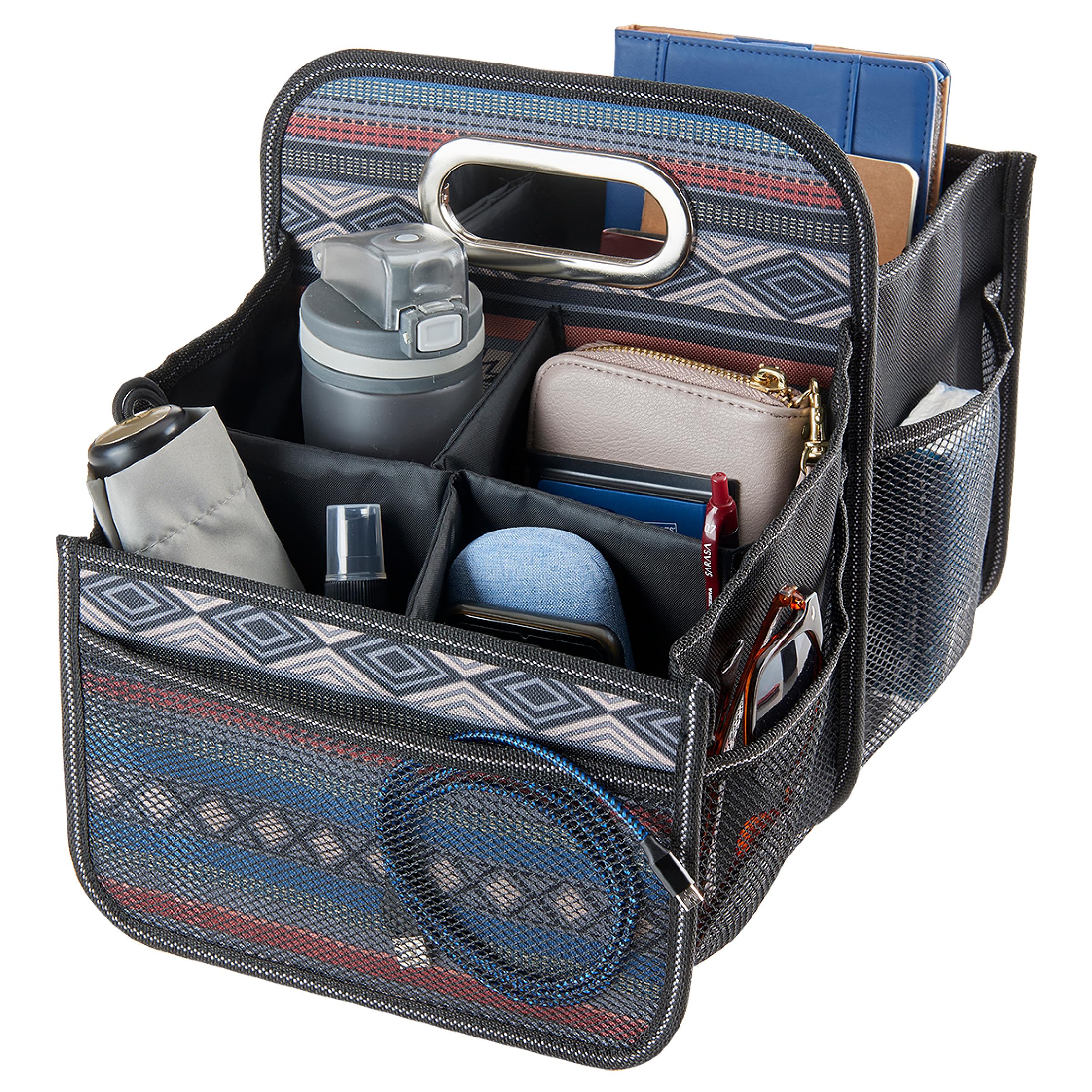 High Road Car Organizer With Cup Holder Dividers - Front Seat Organizer For Drivers Or Middle Seat Car Organizer For Kids - Port