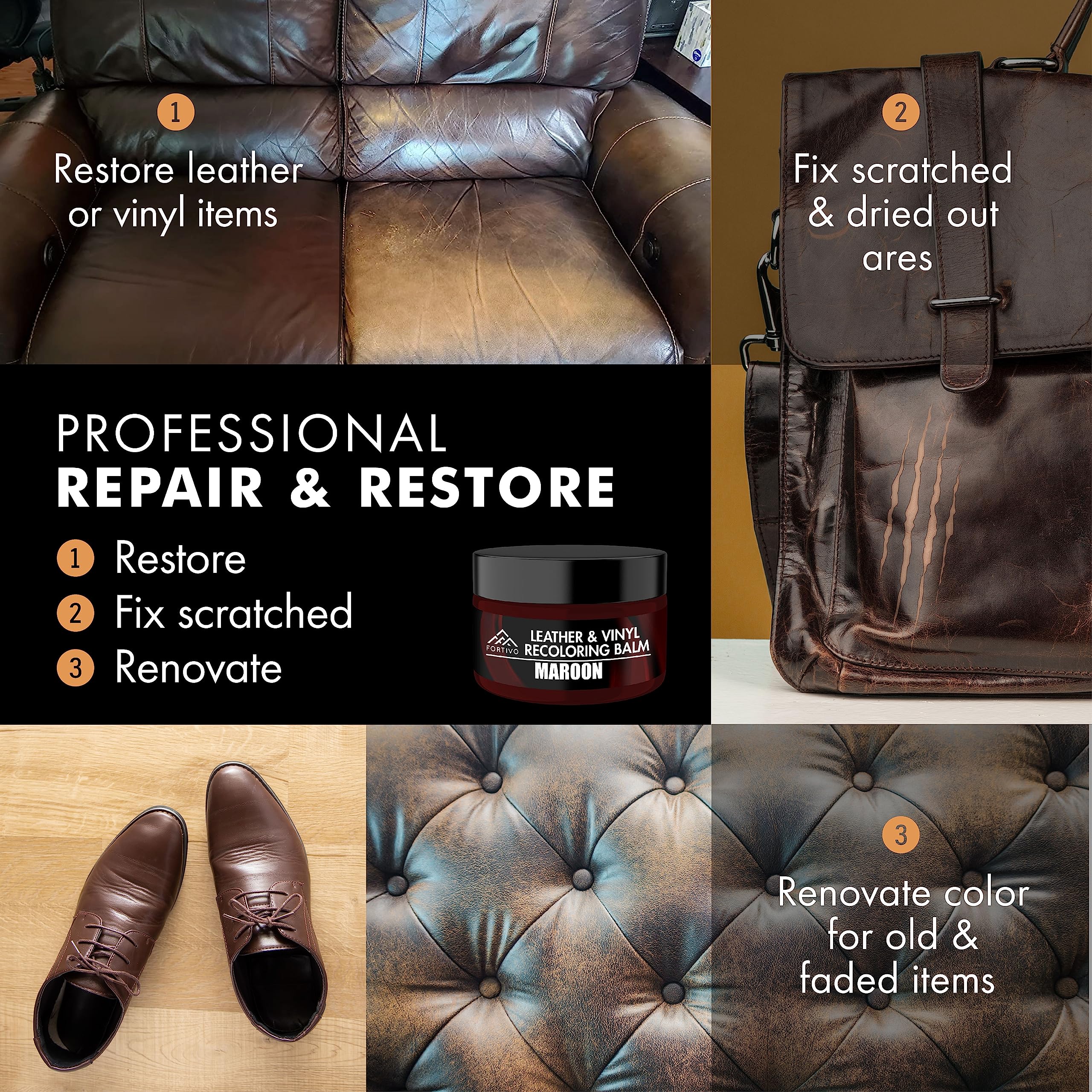 Fortivo Leather And Vinyl Recoloring Balm Maroon