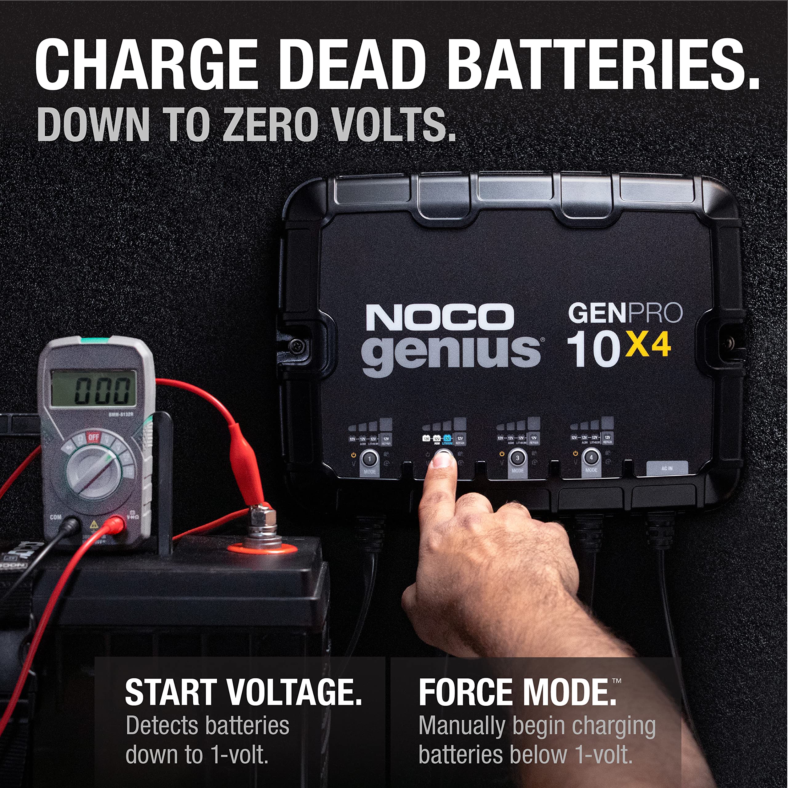 NOCO Genius GENPRO10X4 4-Bank 40A Smart Marine Battery Charger - 12V Waterproof, AGM & Lithium Compatible, Battery Maintainer & Desulfator