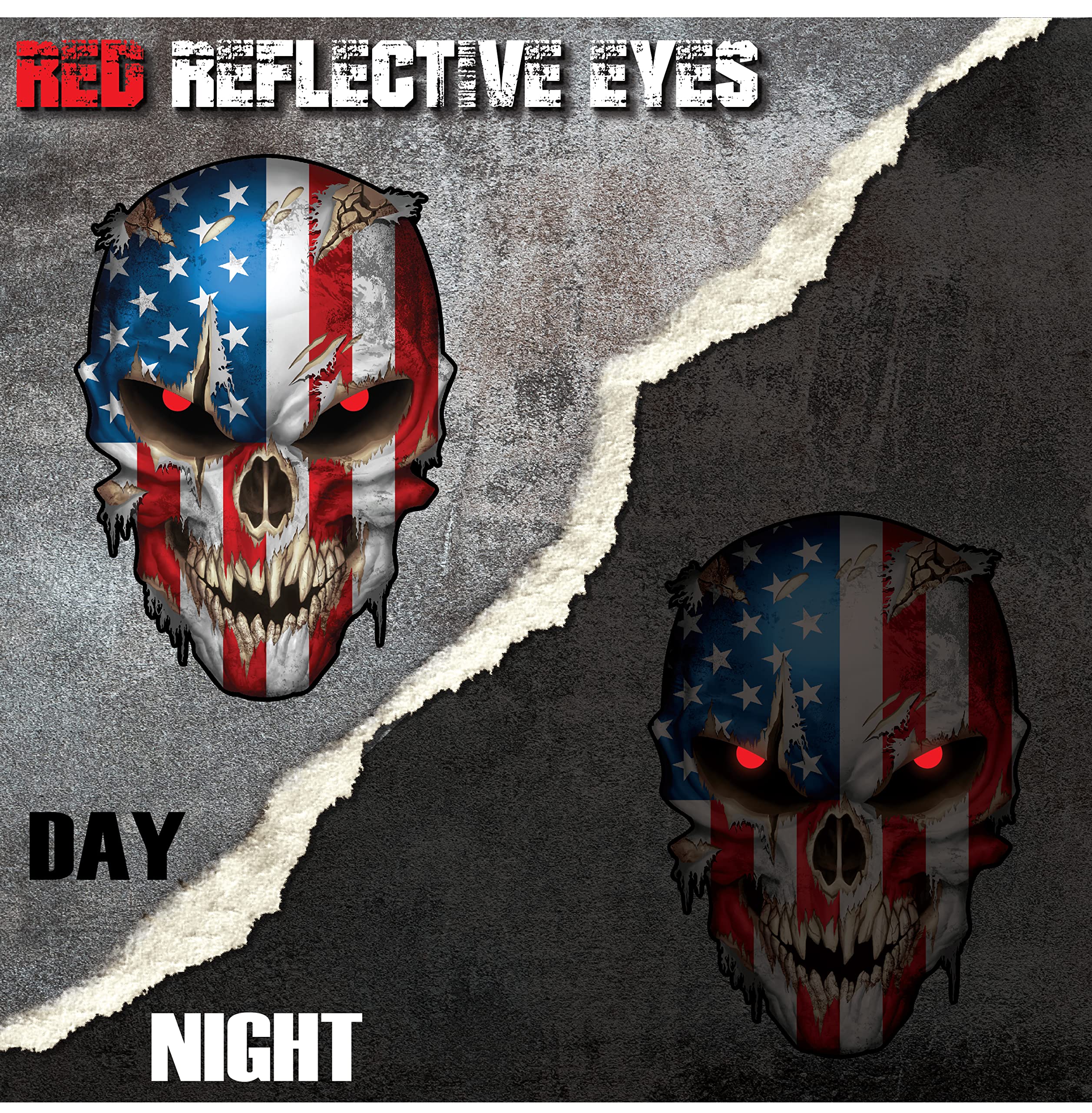 Skull Decal Skull Decal With Red Reflective Eyes - Premium American Flag Sticker For Trucks And Cars - Cool And Unique Sniper St