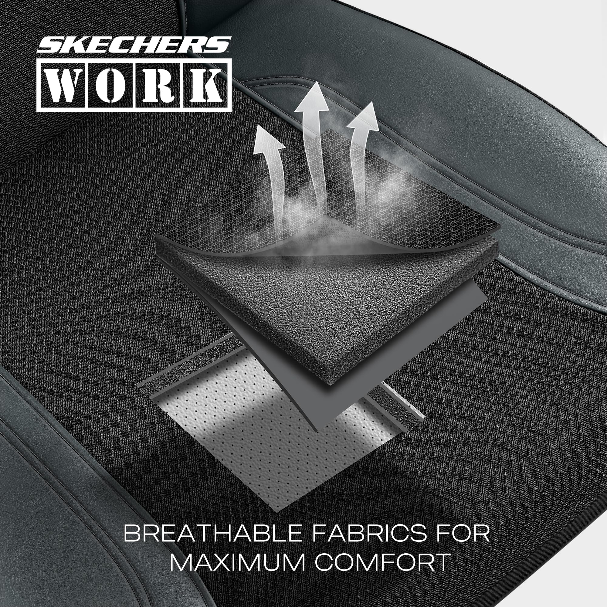 Skechers Work Car Seat Covers, Leather Seat Covers 5-Times Stronger Built-In Webbing, Oxford Fabric Seat Cover For Cars, Airbag