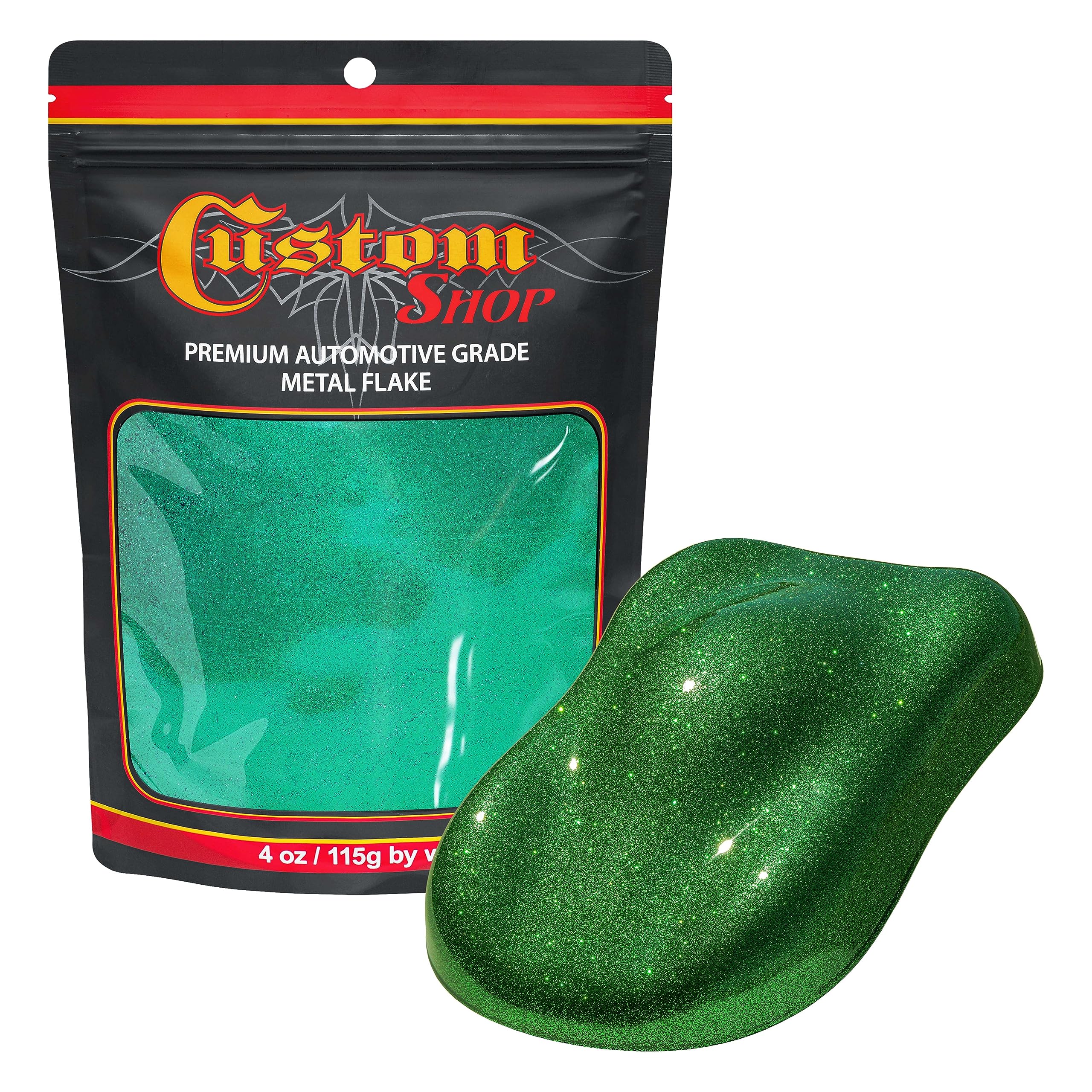 Custom Shop - Emerald Green - 4-ounces of Medium Metal Flake .008'' 200 Micron Size - Premium Automotive Grade Flake, UV, Fade &