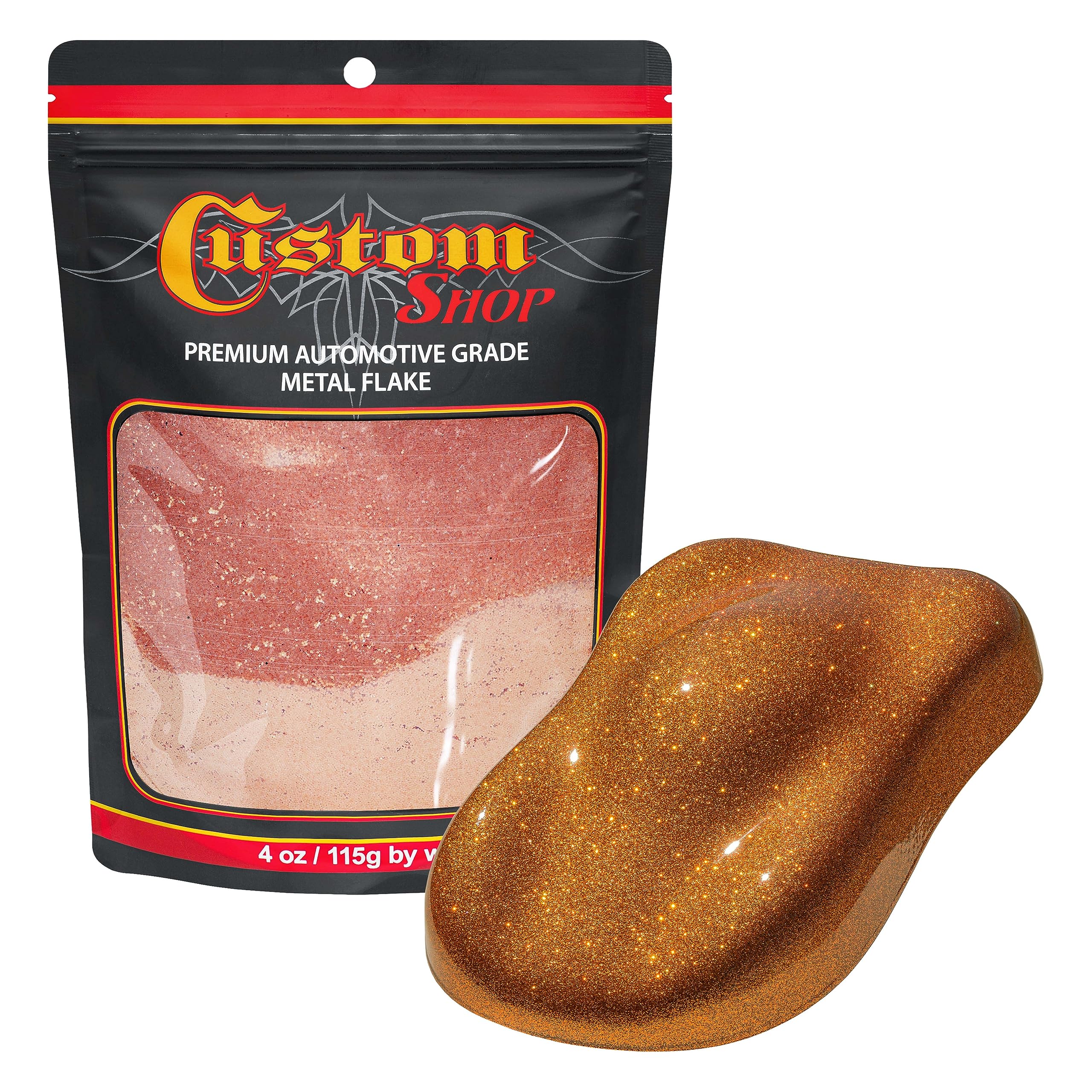 Custom Shop - Orange - 4-Ounces of Large Metal Flake .025'' 625 Micron Size - Premium Automotive Grade Flake, UV, Fade & Solvent