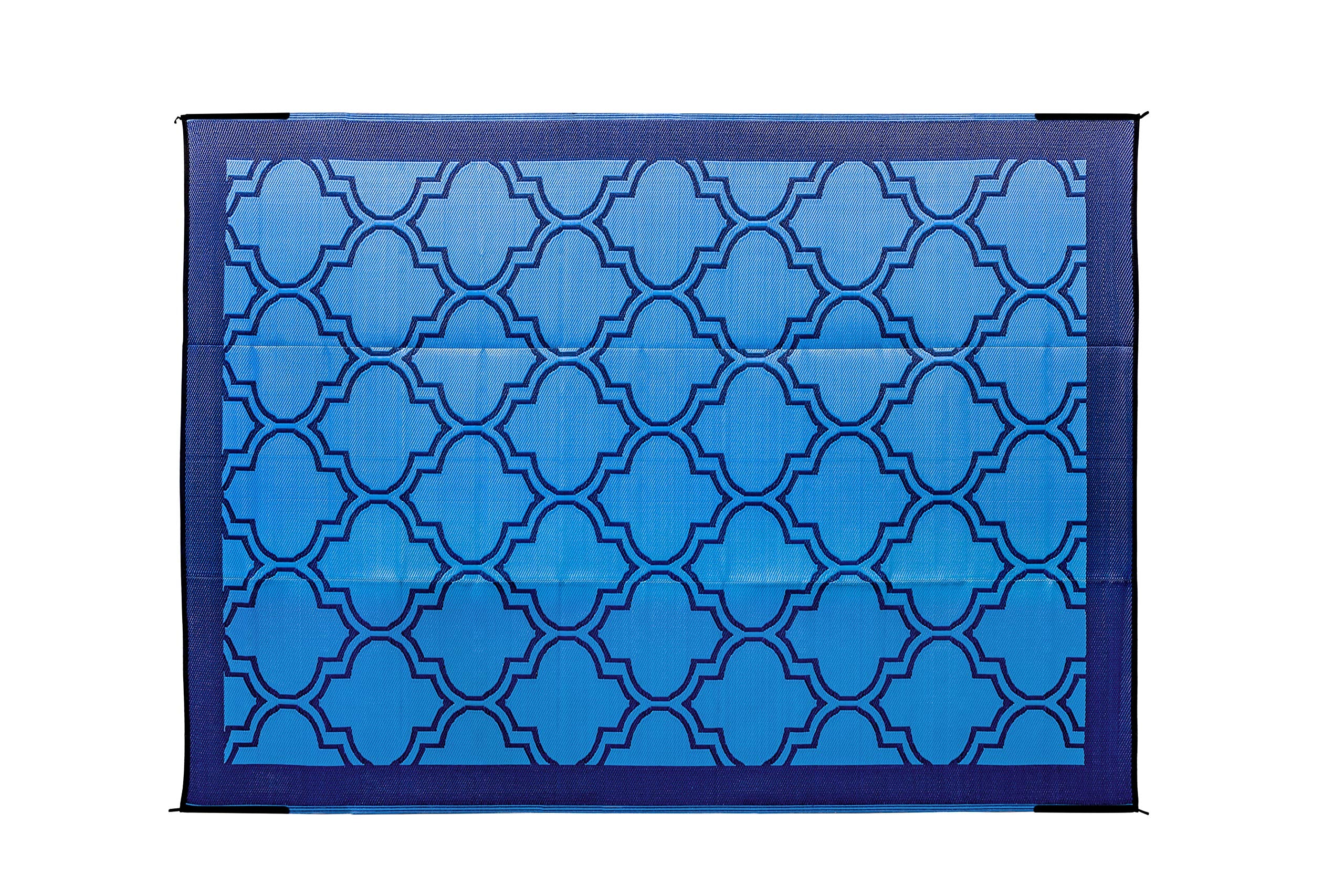 Camco Large Reversible Outdoor Patio Mat - Easy To Clean, Perfect For Picnics, Cookouts, Camping, And The Beach (9' X 12', Lattice Blue Design) (42856)