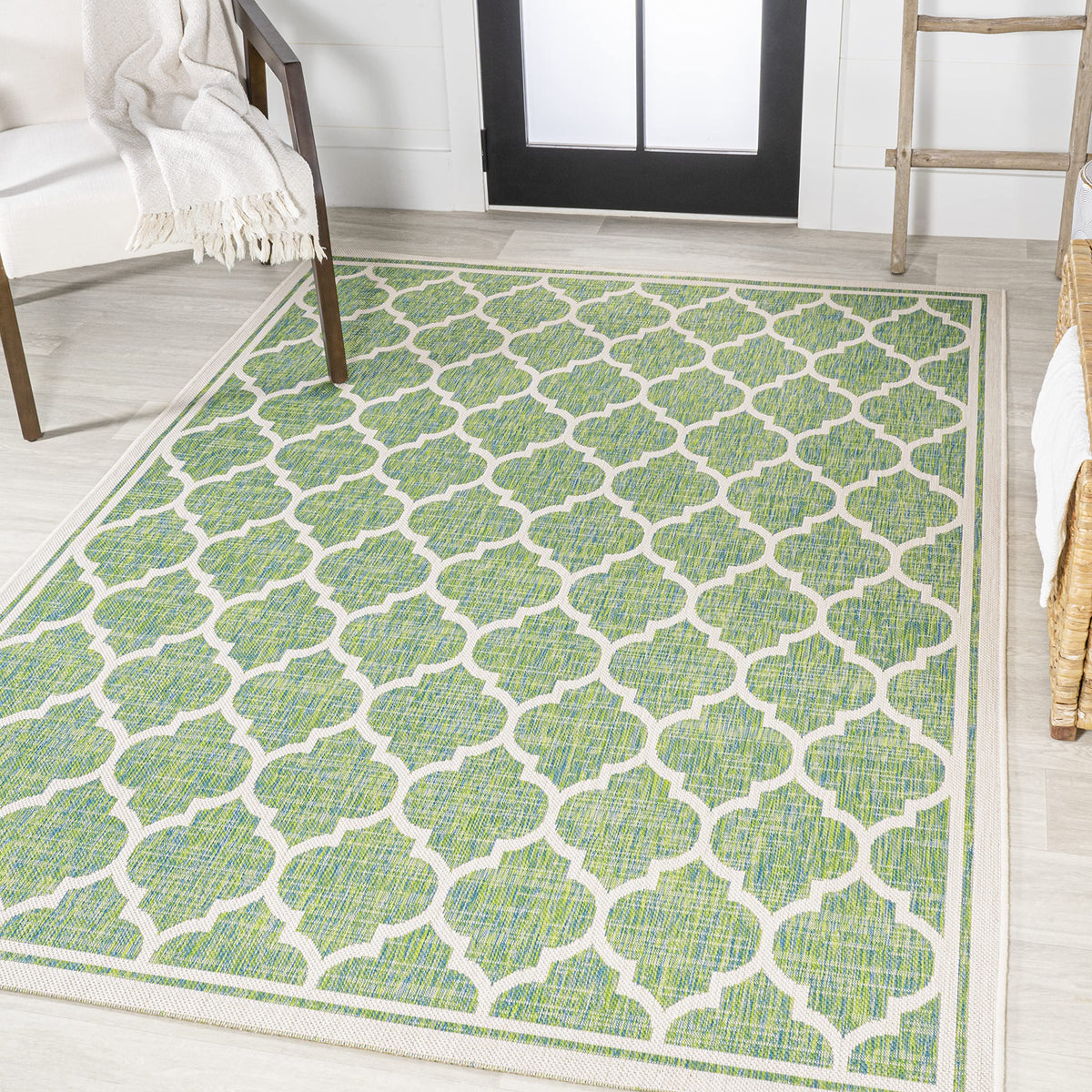 Jonathan Y Smb109I-5 Trebol Moroccan Trellis Textured Weave Indoor Outdoor Area Rug, Bohemian Coastal Contemporary Easy Cleaning