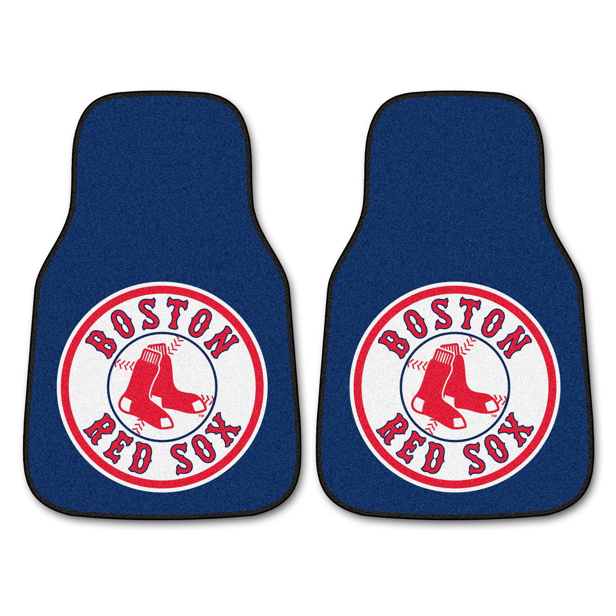 Mlb - Boston Red Sox Circular Carpet Car Mat Set - 2 Pieces