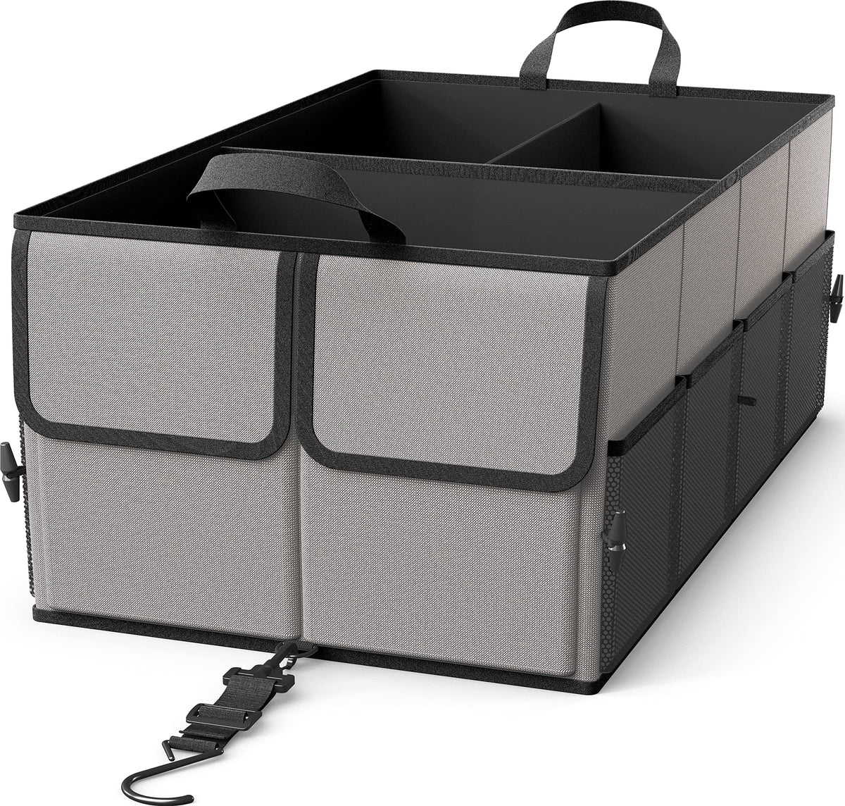 Epauto Foldable Car Trunk Organizer, 3-Compartment With Removable Divider, Gray