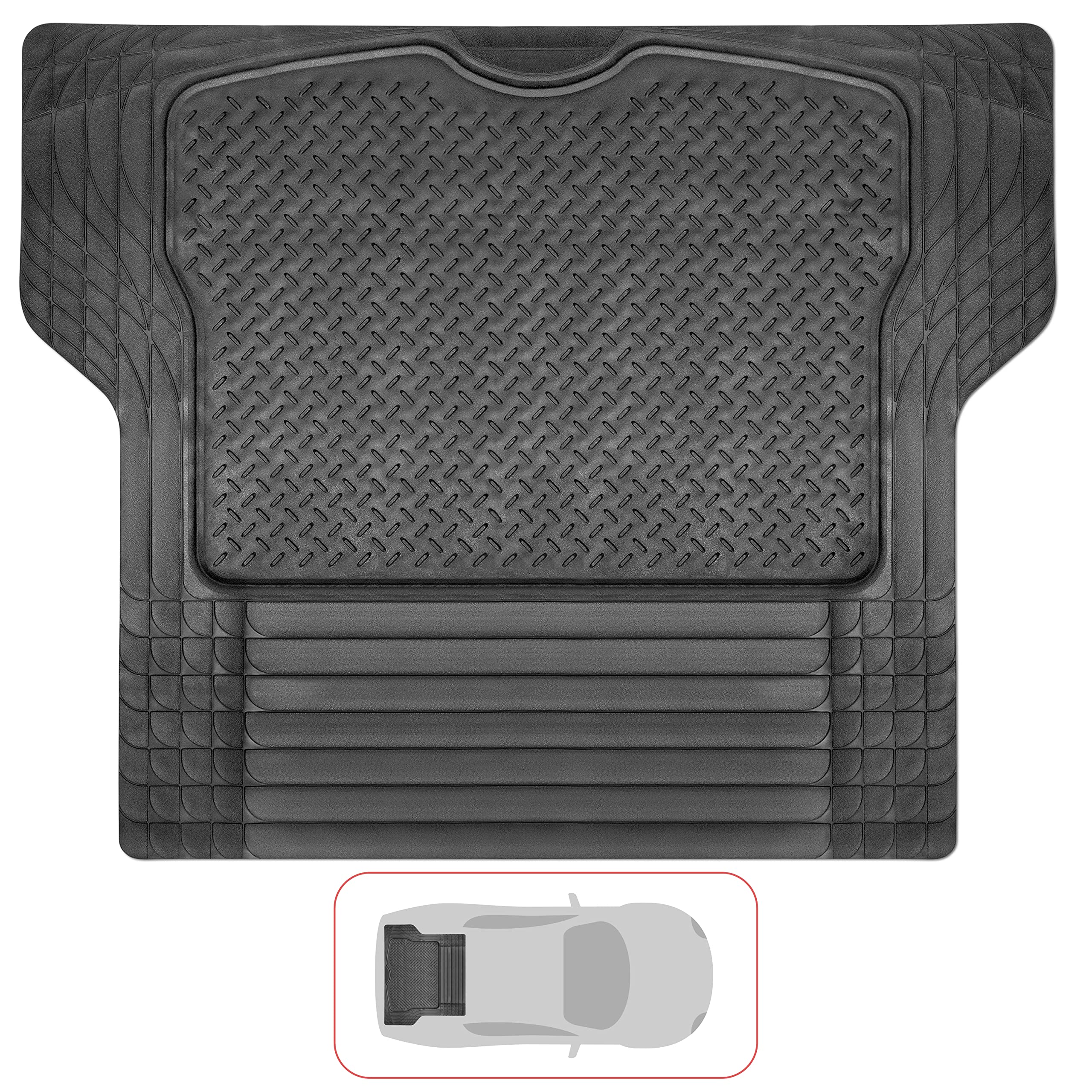 VaygWay Heavy Duty Cargo Liner Trunk Floor Mat - All Weather Trunk Protection Floor Mat - Black Rubber Trimmable Durable Cargo A
