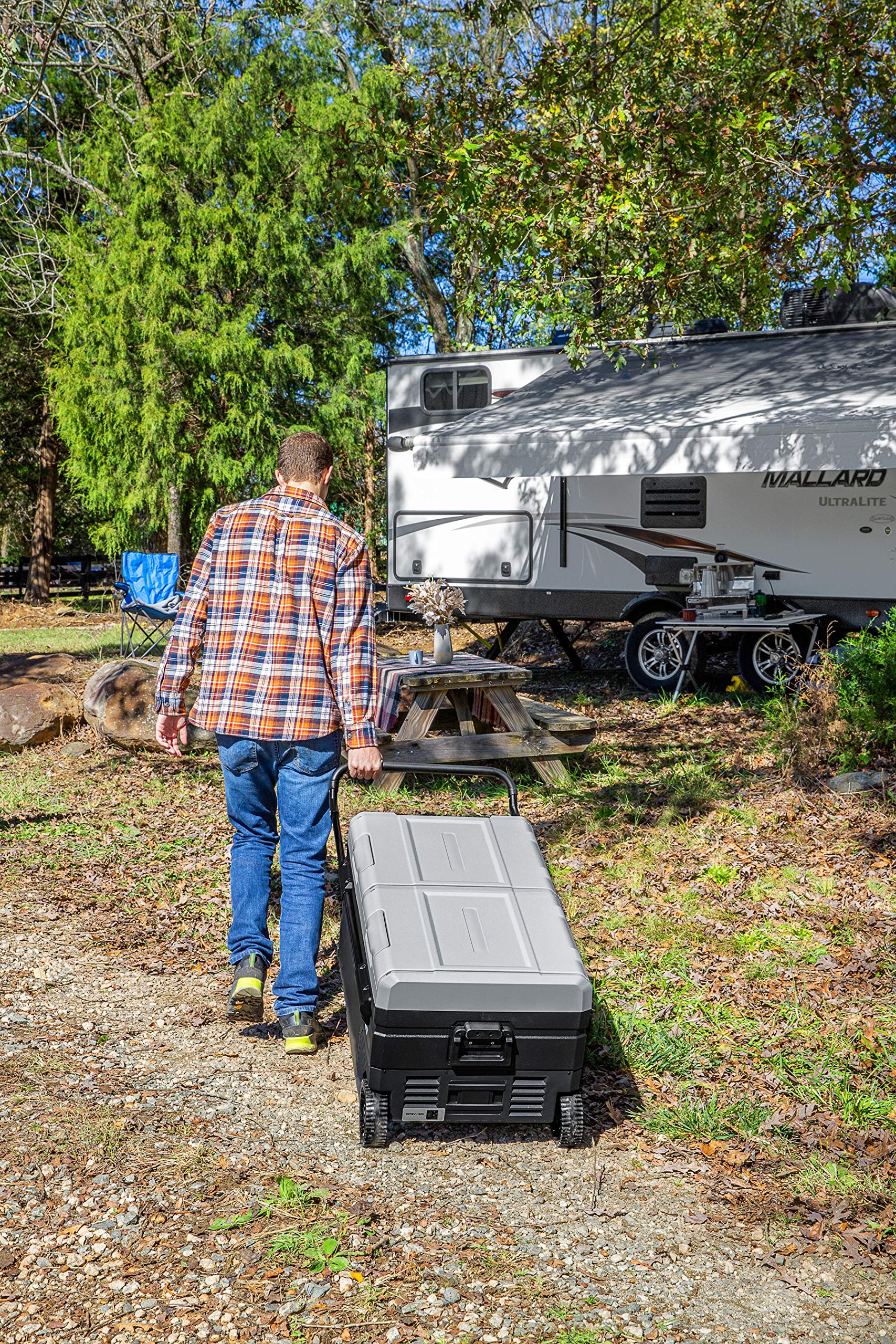 Camco 51522 Cam-950 Portable Refrigerator, Ac 110V/Dc 12V Compact Fridge/Freezer With Dual Zone Cooling, 95-Liter - Keeps Food And Drinks Cold While On-The-Go - Ideal For Road Trips, Rving, Camping