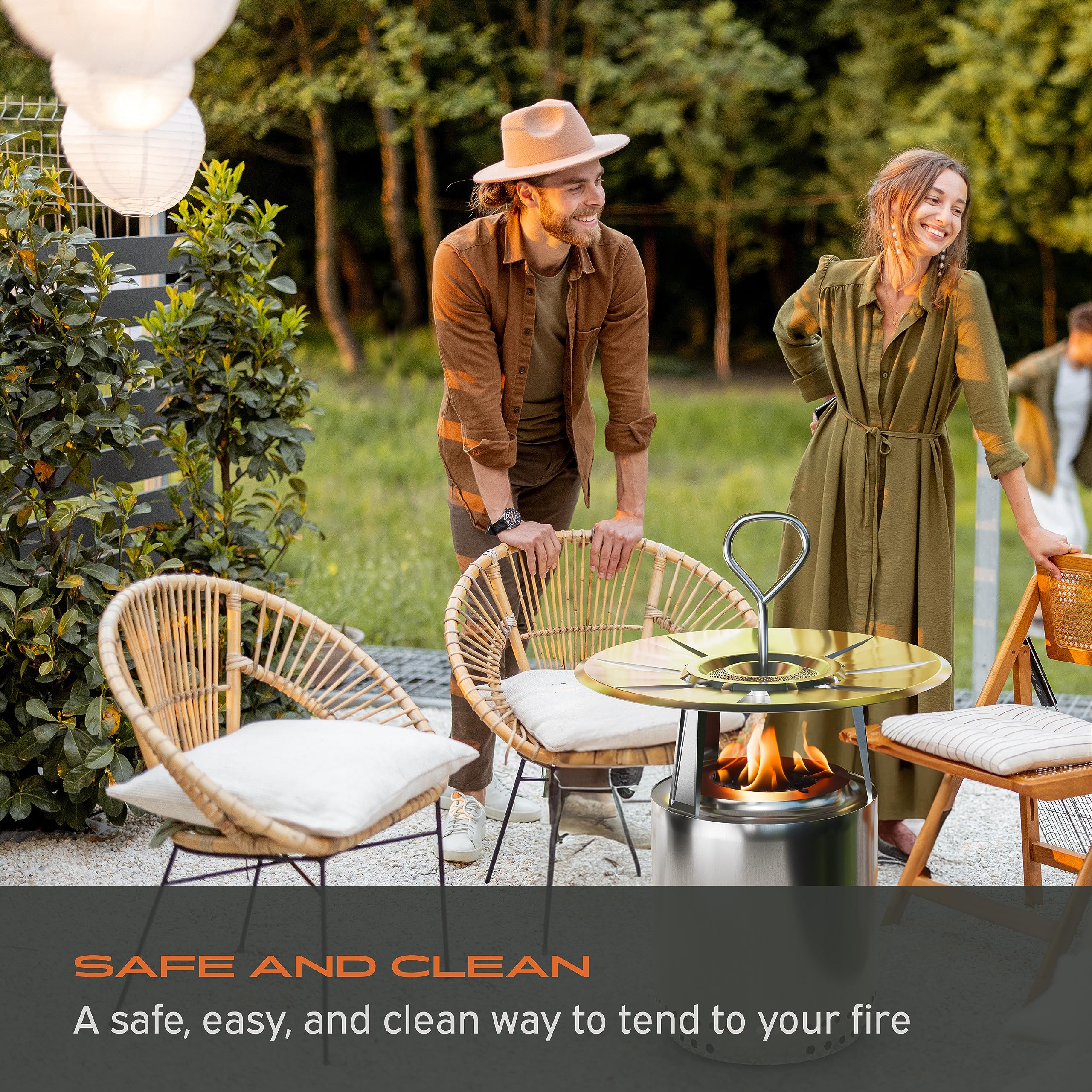 Hickory Summit Handle For Solo Stove Heat Deflector - Yukon, Bonfire, Canyon, & Ranger Solo Stove Deflector Compatible - Stainle