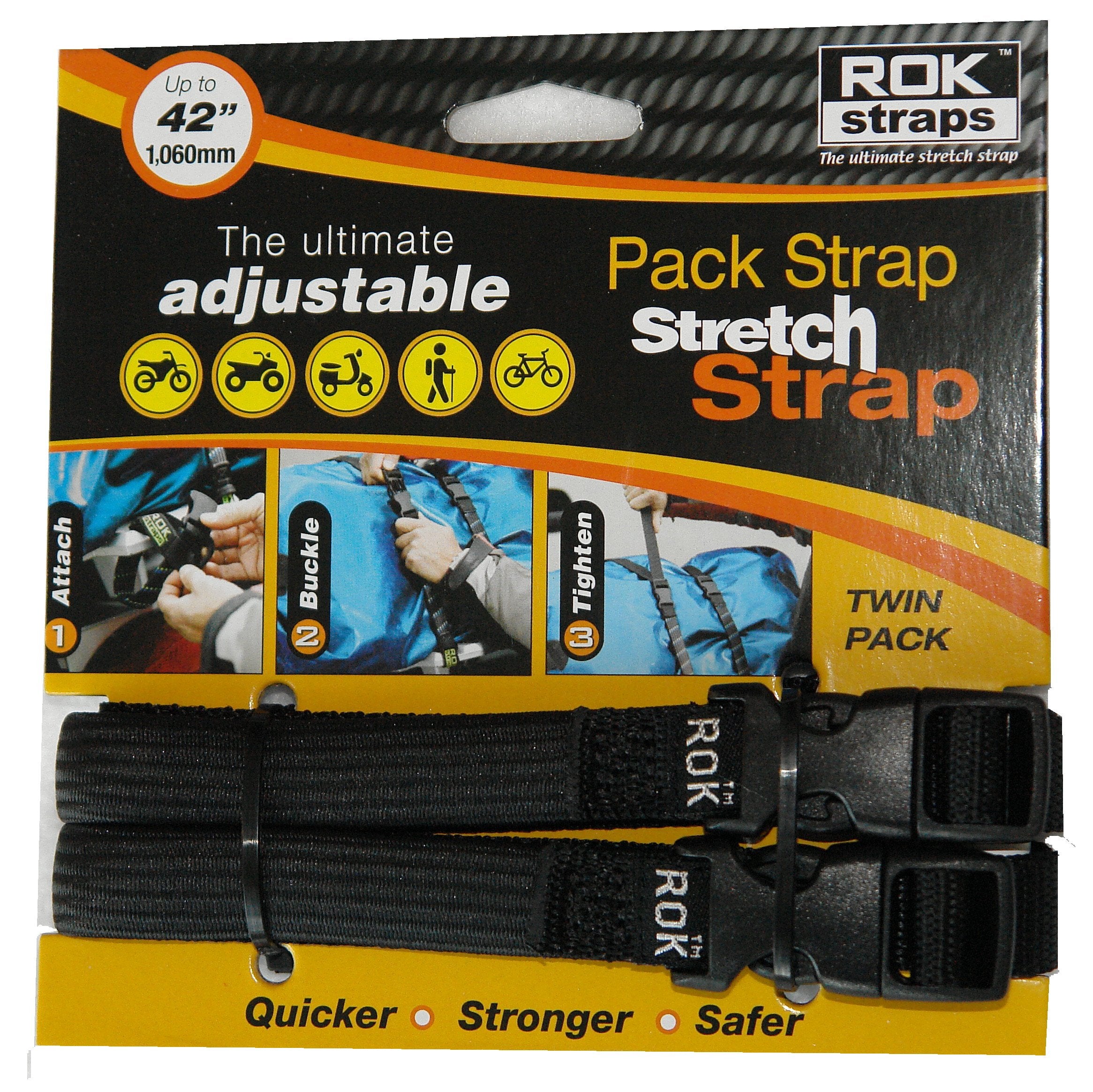 Rok Straps Adj. 12-42 X 5/8' Stretch In Black-2 In A Pack
