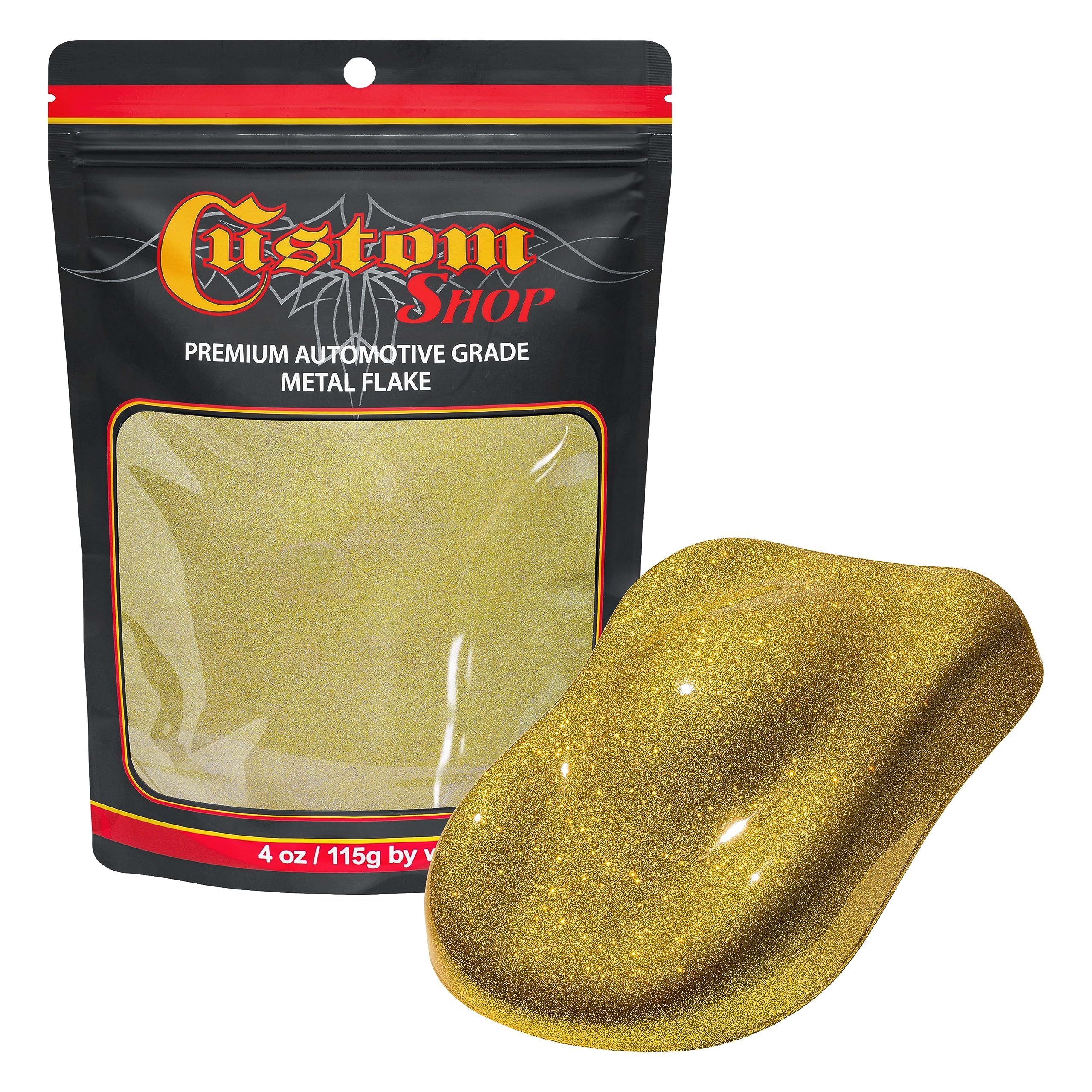 Custom Shop - Brilliant Gold - 4-Ounces of Micro Metal Flake .004'' 100 Micron Size - Premium Automotive Grade Flake, UV, Fade &