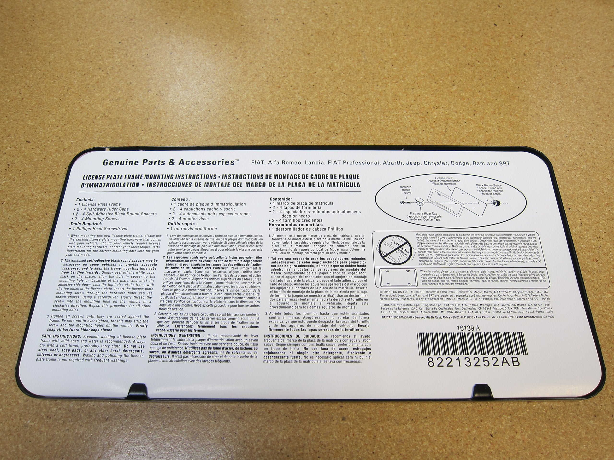 Mopar 82213252Ab License Plate Frame License Plate Frame, Satin Black, Two Top Holes, Jeep Brand Logo. Fits All Jeep Vehicles