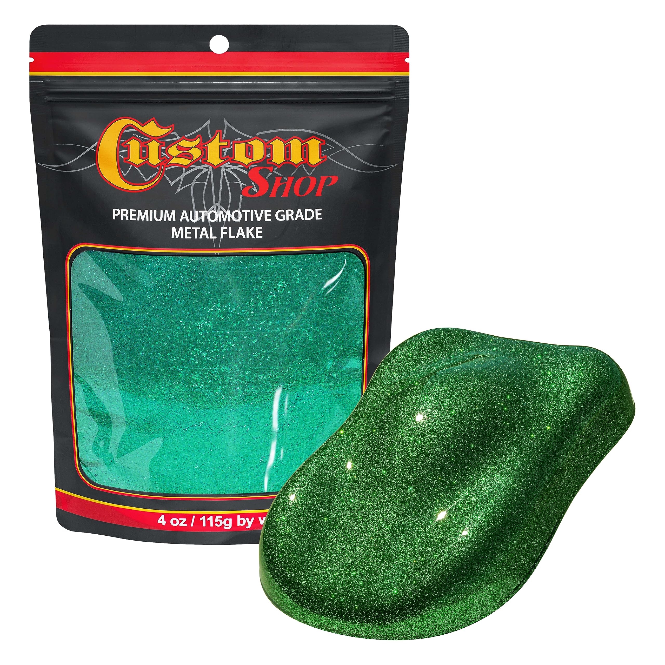 Custom Shop - Emerald Green - 4-ounces of Standard Metal Flake .015'' 375 Micron Size - Premium Automotive Grade Flake, UV, Fade
