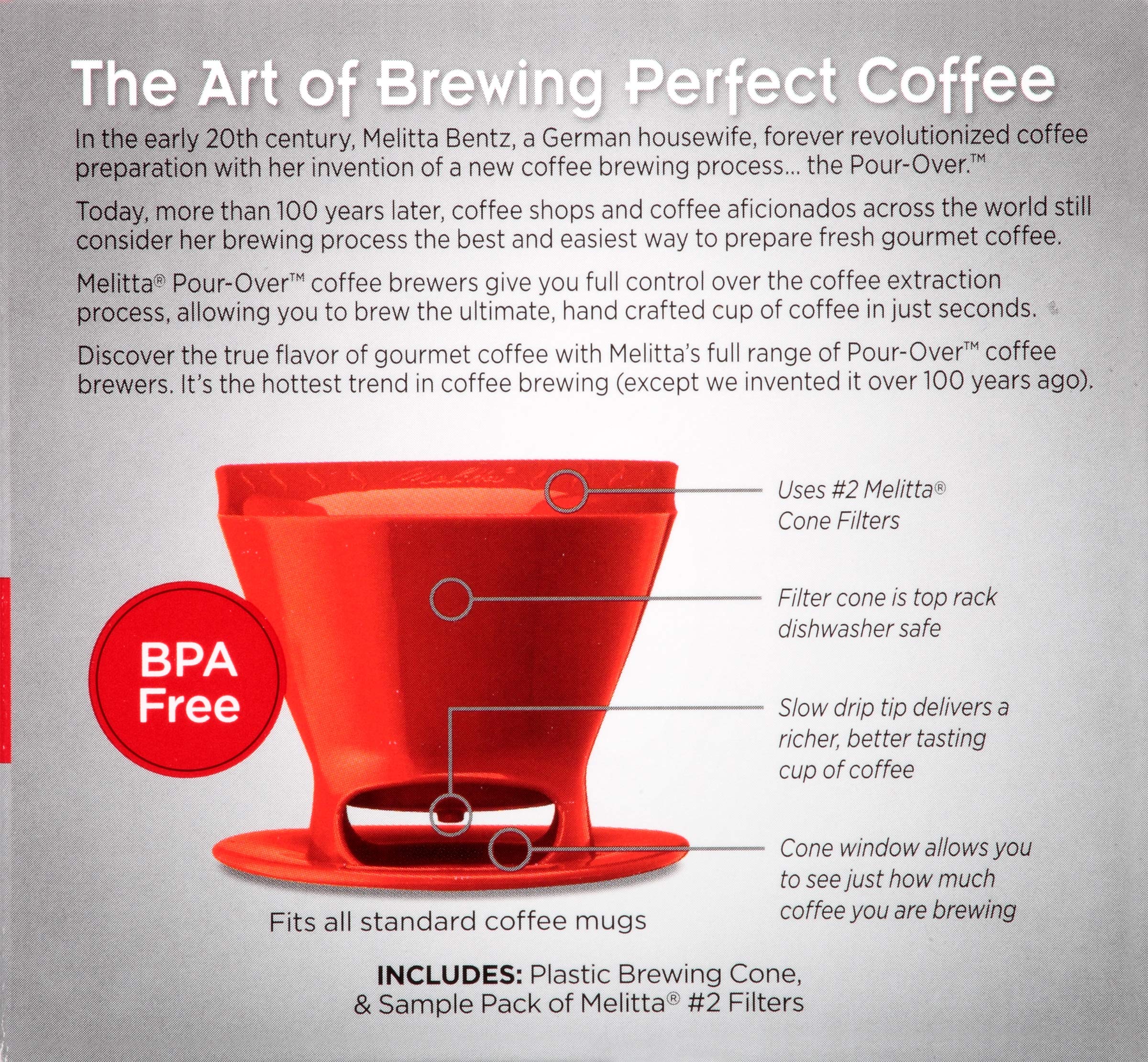 Melitta 64008 Red Ready Joe Filter Cone - 1 Count Plastic Coffee Filter in Red