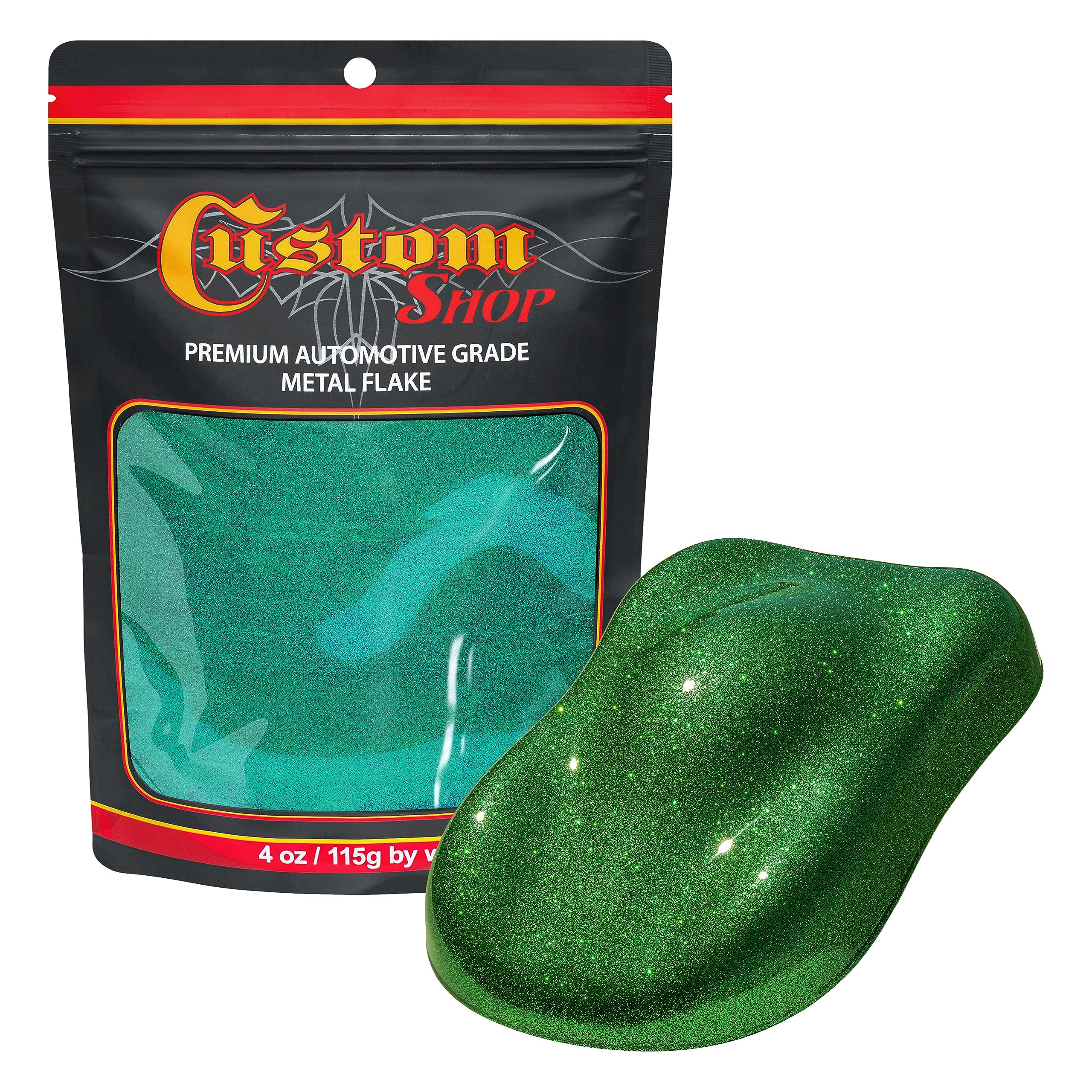Custom Shop - Emerald Green - 4-ounces of Micro Metal Flake .004'' 100 Micron Size - Premium Automotive Grade Flake, UV, Fade & 