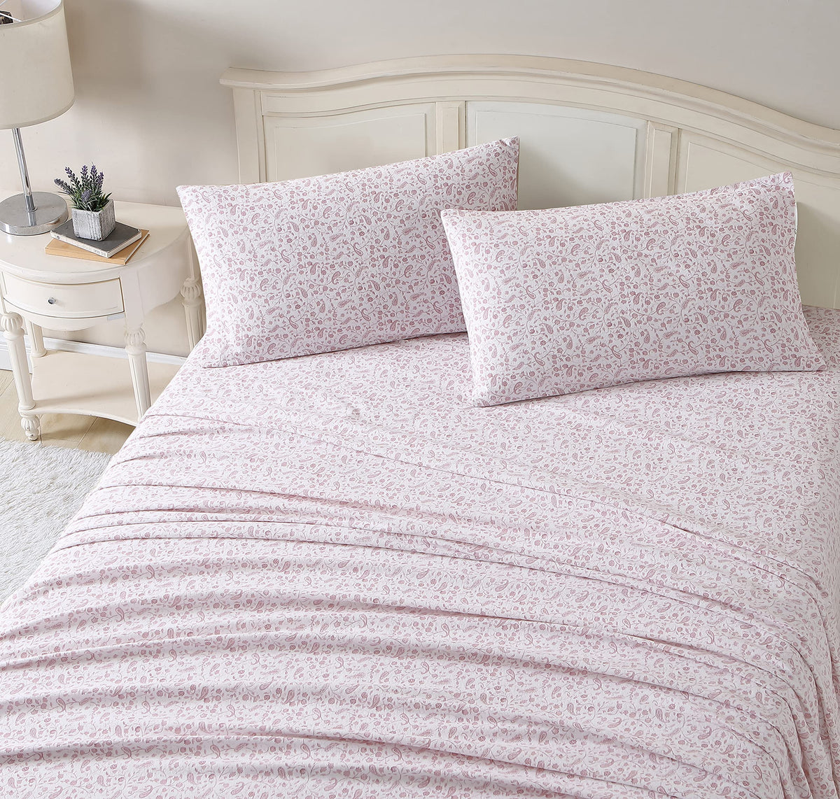 Laura Ashley Home - Full Sheets, Cotton Flannel Bedding Set, Brushed For Extra Softness  Comfort (Paisley Prance, Full)