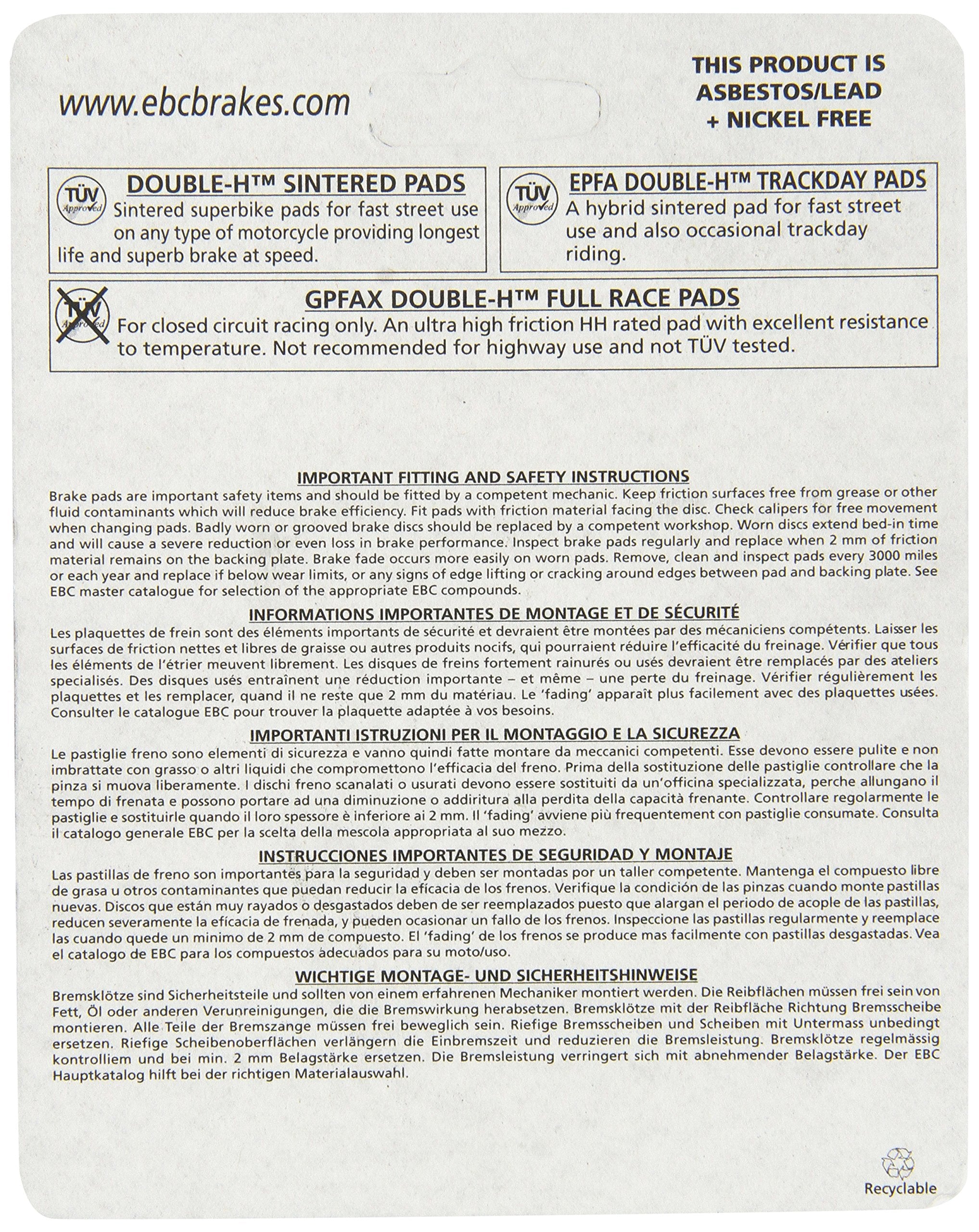 Ebc Brakes Fa613Hh Disc Brake Pad Set, Black, One-Size