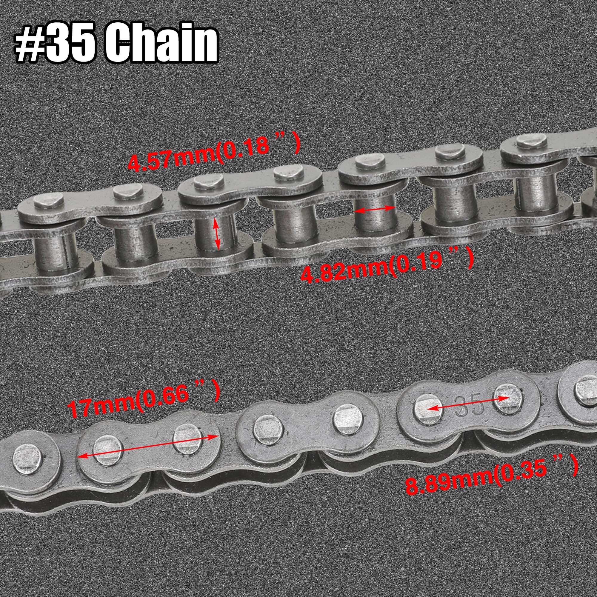 Yoxufa #35 Chain For Mini Bike Coleman Ct100U Cc100X Baja Doodle Bug Db30 Motovox Mbx10 Mbx11 Mega Moto Mm-B80 105Cc Predator 79Cc 97Cc 100Cc Engine Powersports Parts With Chain Breaker - 140 Links