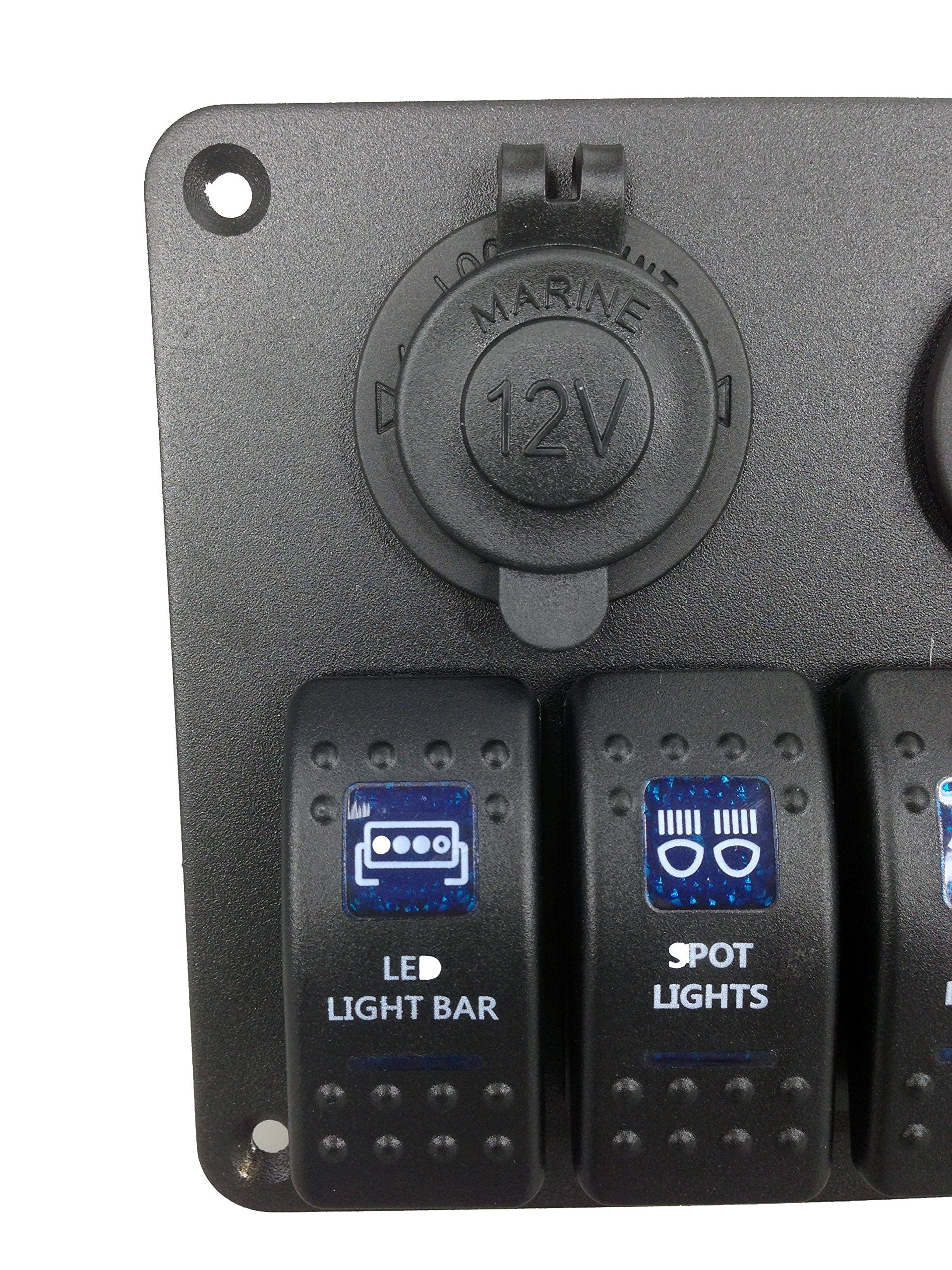 Pactrade Car Rv Truck 6 Gang Blue Led Switch Panel Usb Charger Voltmeter Power