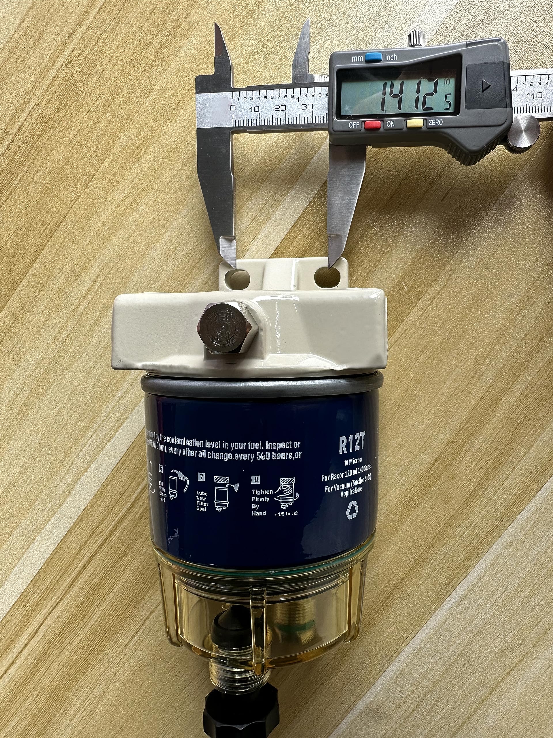 R12T Fuel Filter Water Separator Compatible: S3240,120At R12T Npt Zg1/4-19 (Fit 3/8' Hose Outboard Motors) Gasoline And Diesel Marine Engines Comes With 3/8-Inch Fuel Inlet Connector