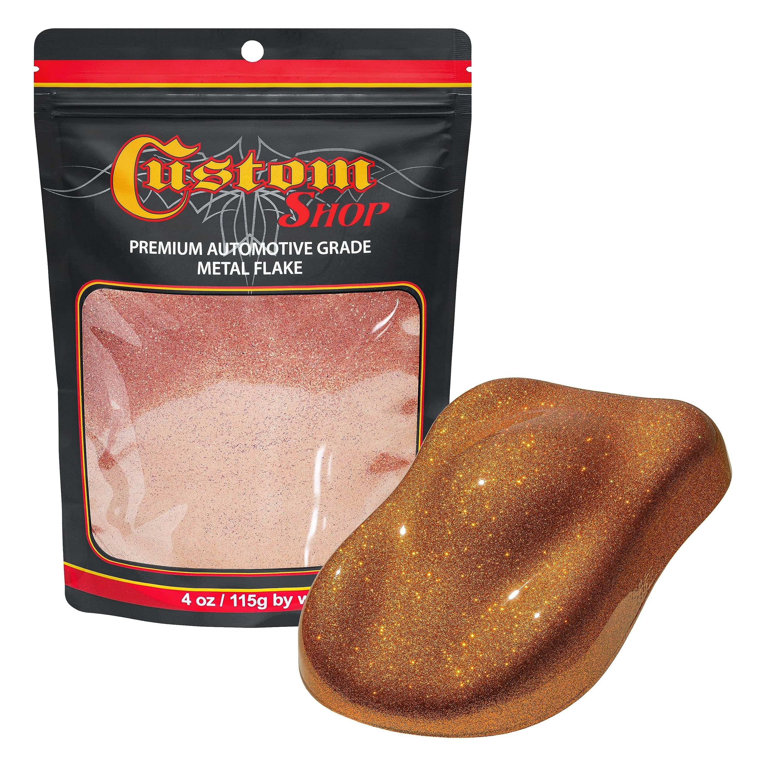 Custom Shop - Orange - 4-Ounces of Standard Metal Flake .015'' 375 Micron Size - Premium Automotive Grade Flake, UV, Fade, Solve