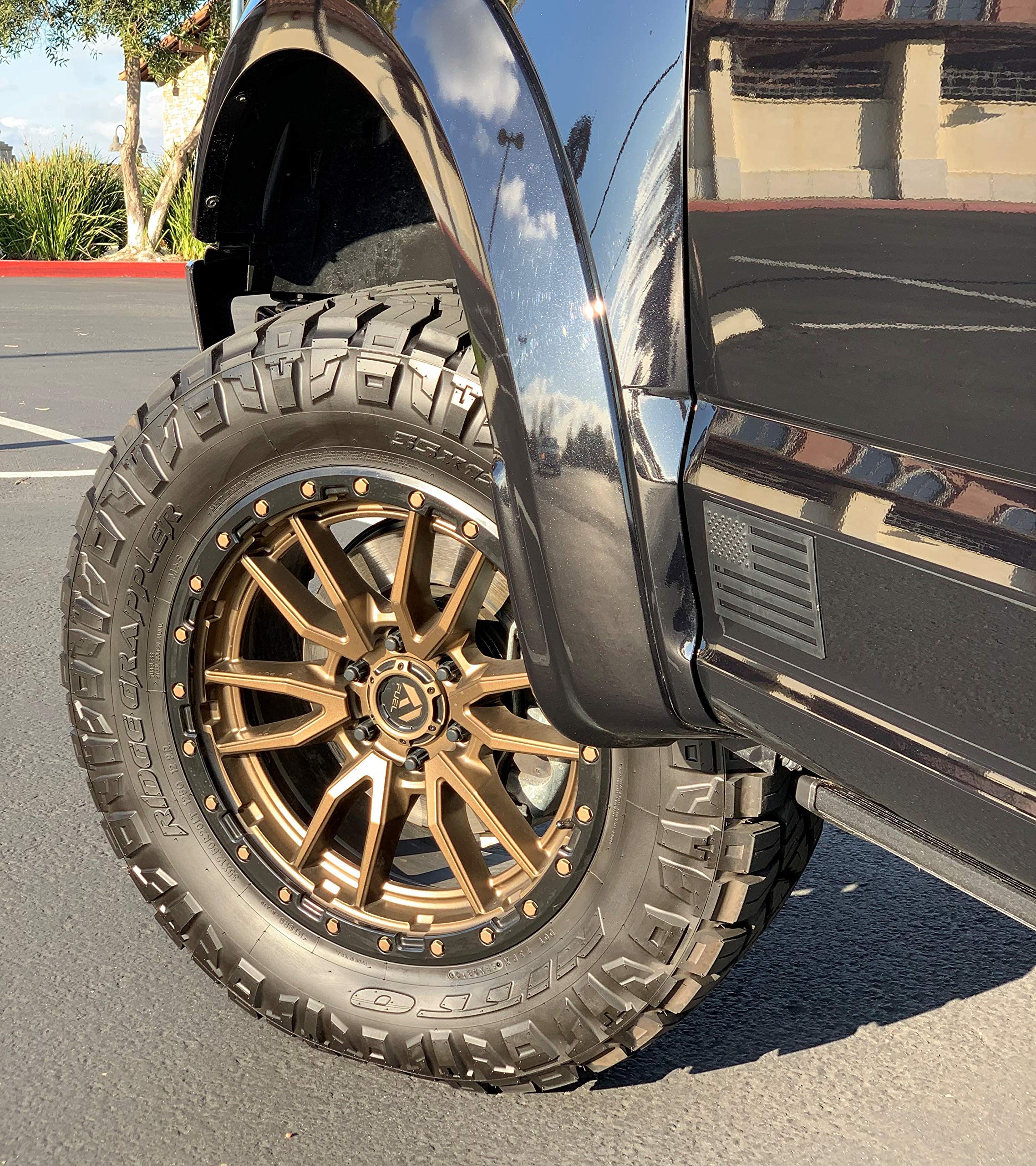 Tactilian Black American Flag Emblem Decal Cut-Out - Set Of 2 3D 3M Adhesive Badge For Car, Truck, Suv, Pickup Trucks, Van, Moto