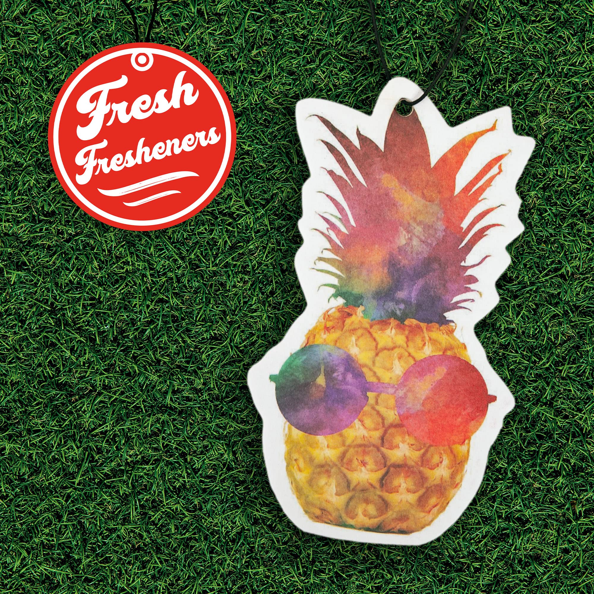Pineapple Car Air Freshener 3 Pack Scented With Essential Oils By Fresh Fresheners (3 Pack)