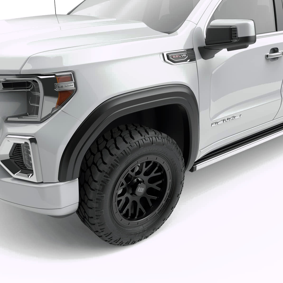 EGR 751794 rugged look fender flare set, matte black finish, compatible with select GMC Sierra models