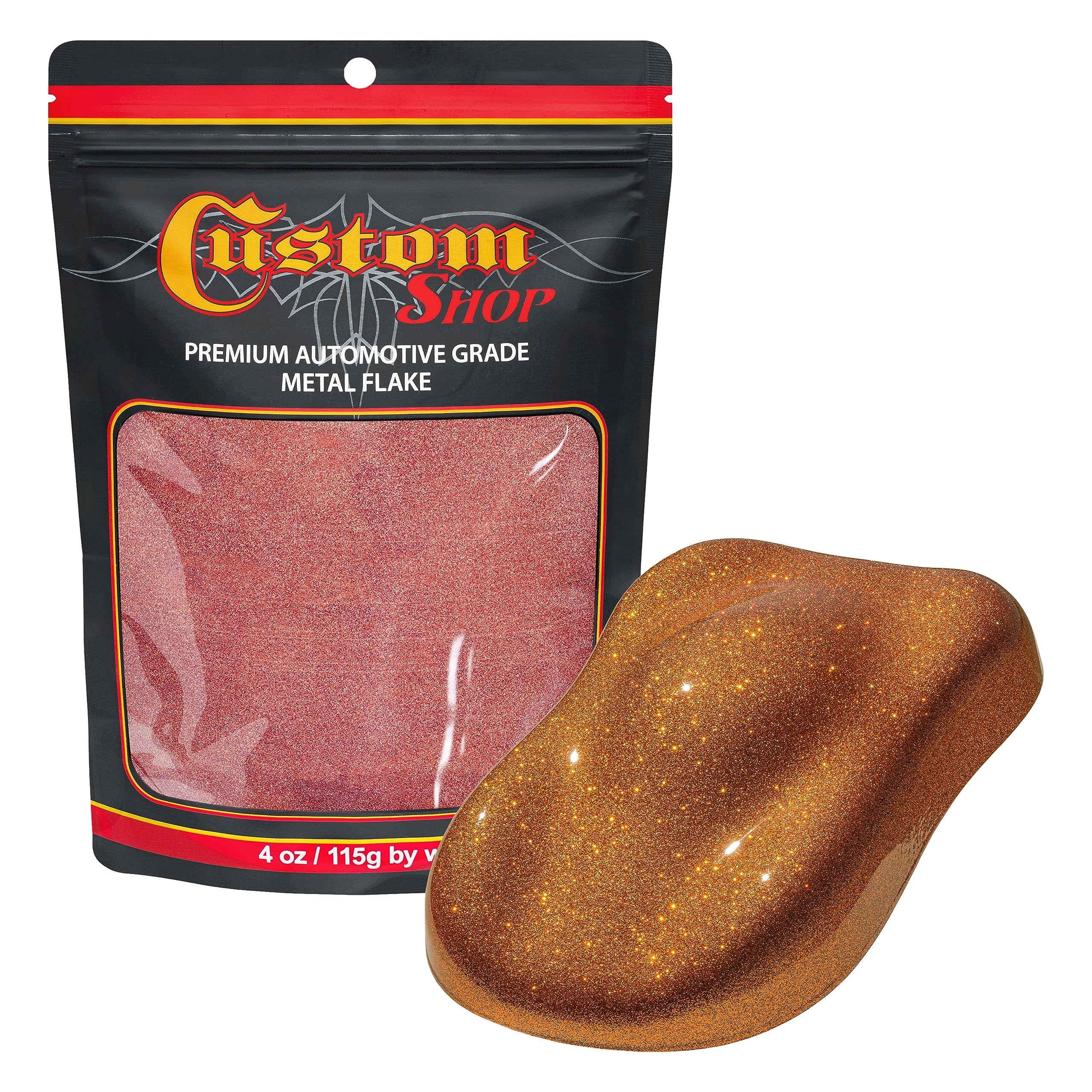 Custom Shop - Orange - 4-Ounces of Micro Metal Flake .004'' 100 Micron Size - Premium Automotive Grade Flake, UV, Fade & Solvent