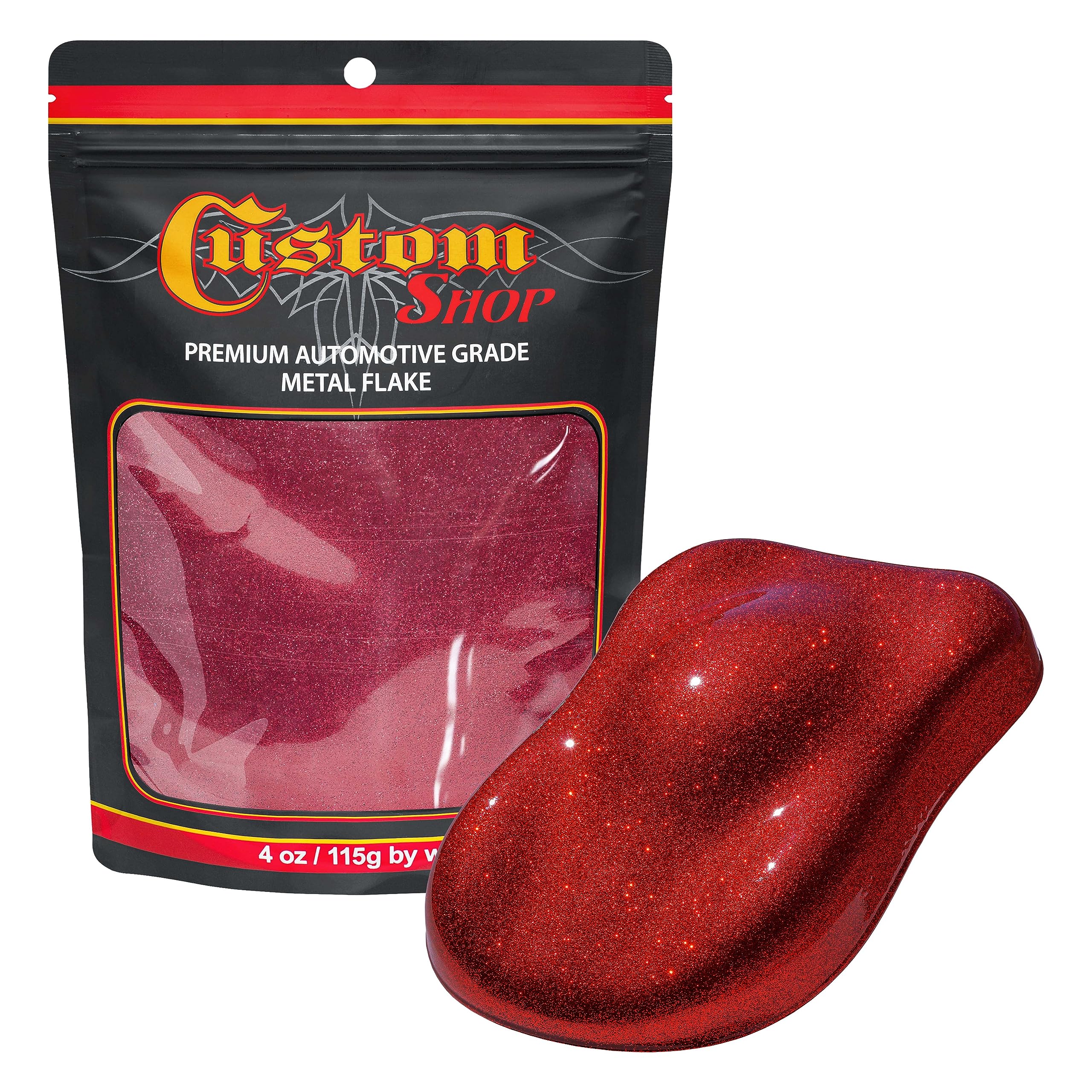 Custom Shop - Fire Red - 4-Ounces of Medium Metal Flake .008'' 200 Micron Size - Premium Automotive Grade Flake, UV, Fade & Solv