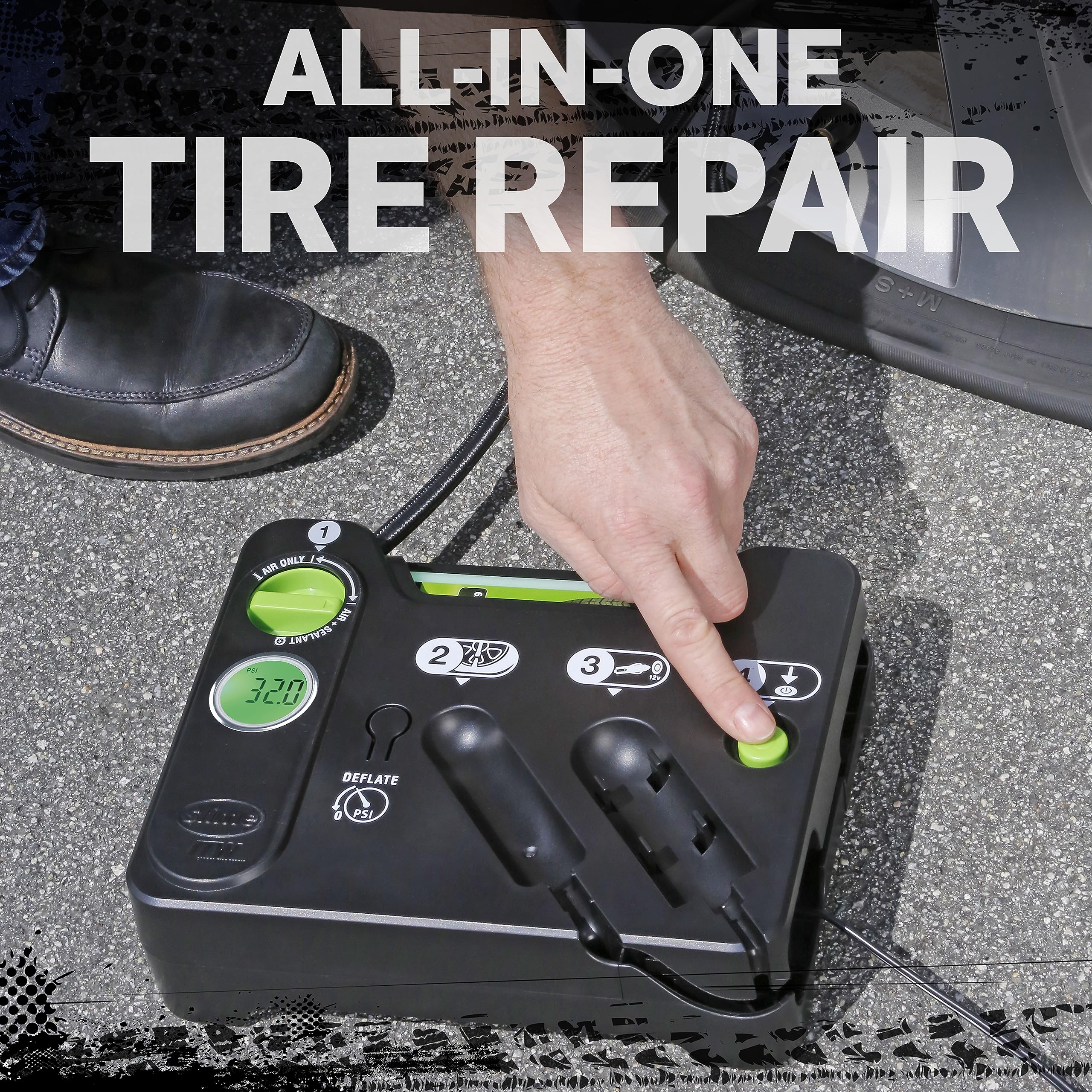 Slime 50123 Flat Tire Puncture Emergency Kit, Includes Sealant And Tire Inflator Pump, Digital, Suitable For Cars And Other High