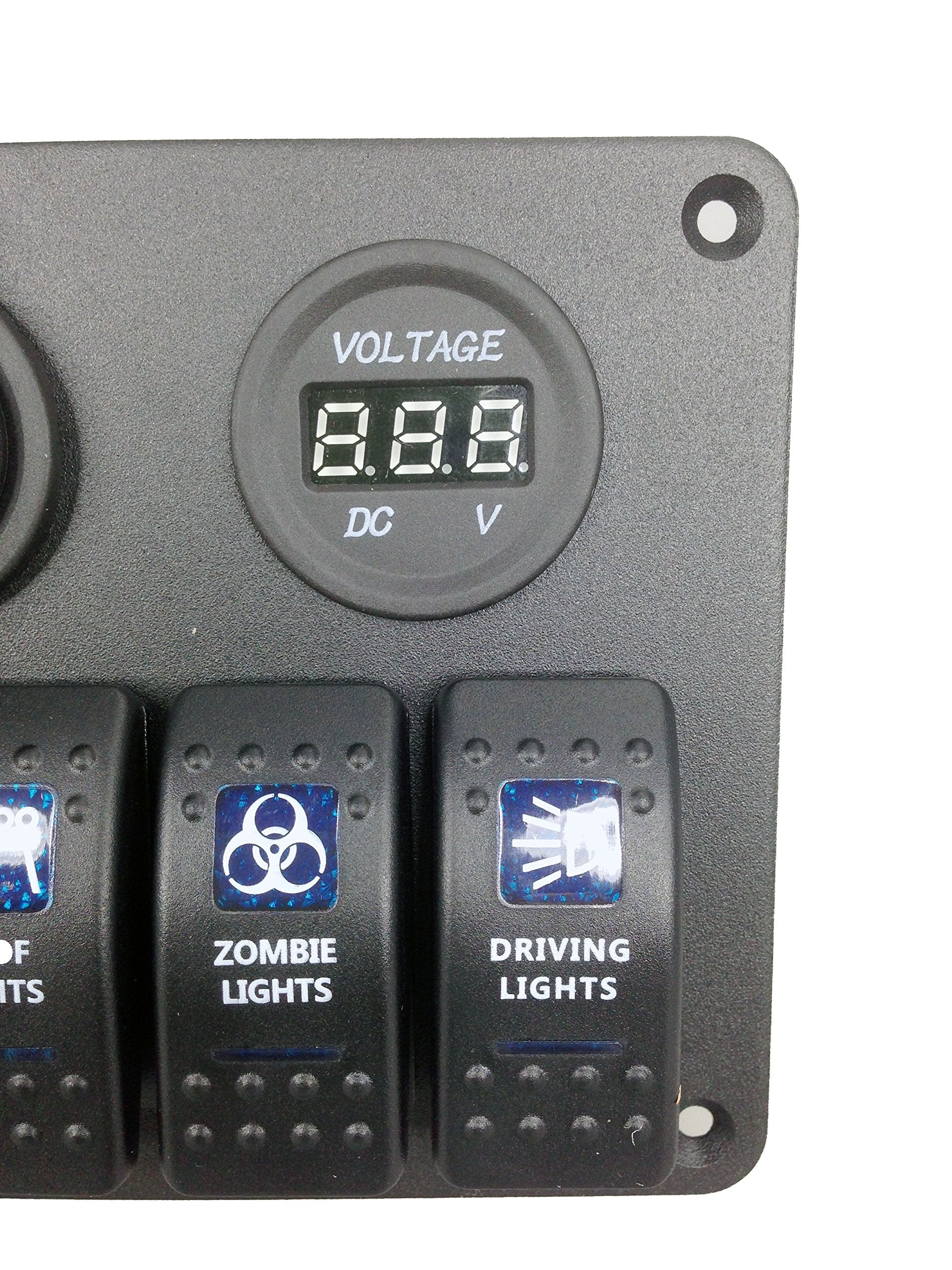 Pactrade Car Rv Truck 6 Gang Blue Led Switch Panel Usb Charger Voltmeter Power