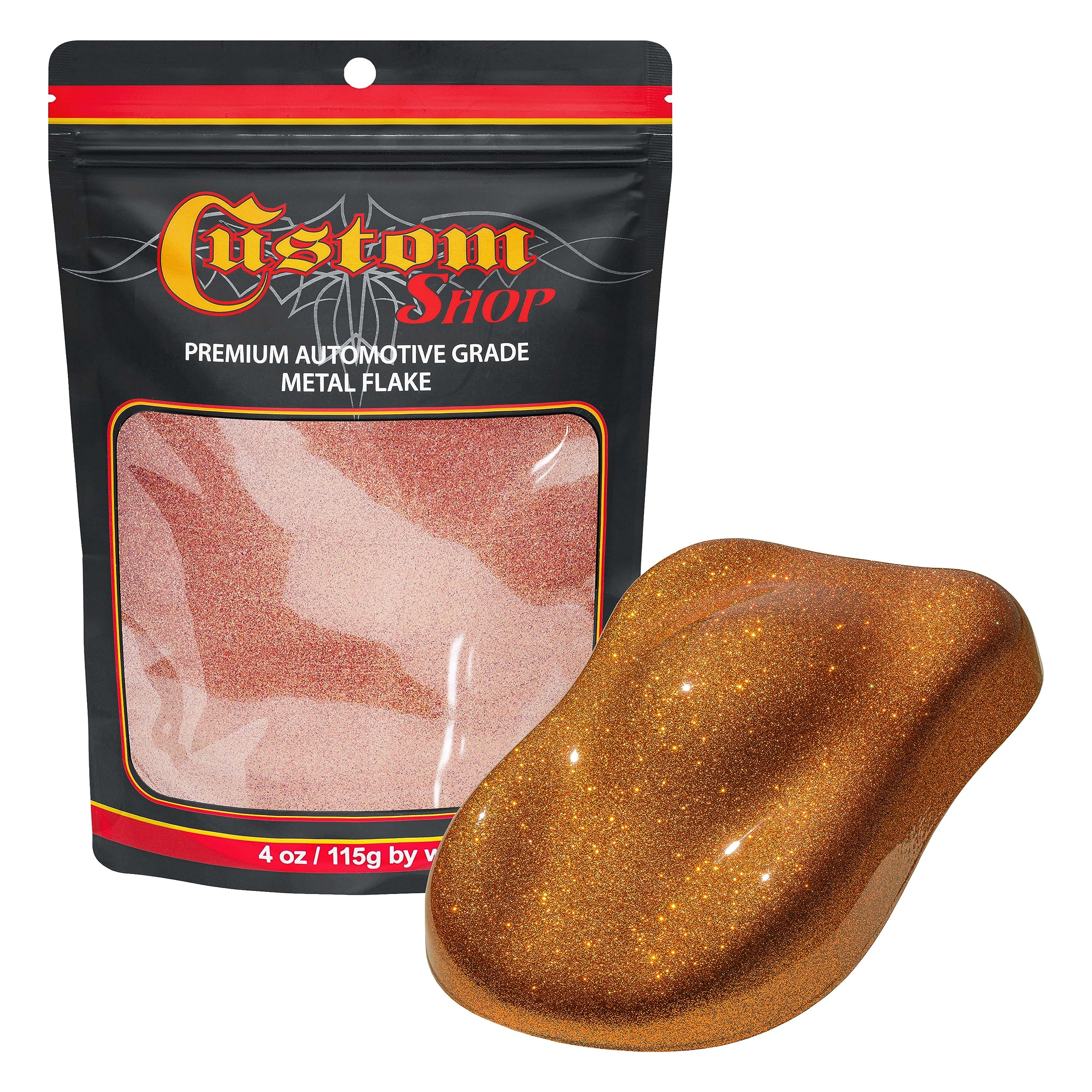 Custom Shop - Orange - 4-Ounces of Medium Metal Flake .008'' 200 Micron Size - Premium Automotive Grade Flake, UV, Fade & Solven