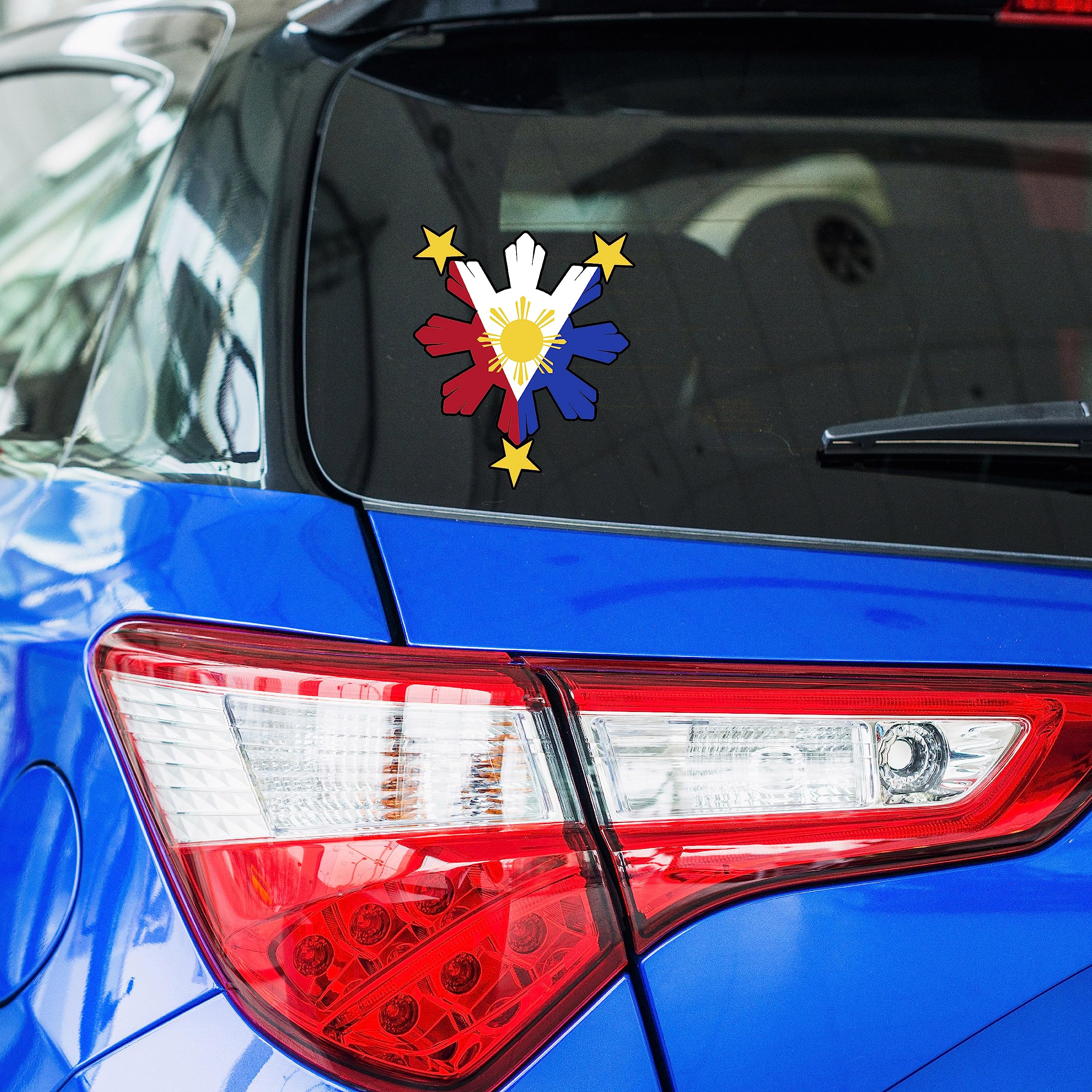 Filipino Pride Star Sun Flag Sticker - Self Adhesive - Vinyl Decal Philippine Philippines for Car (3'' x 2'')