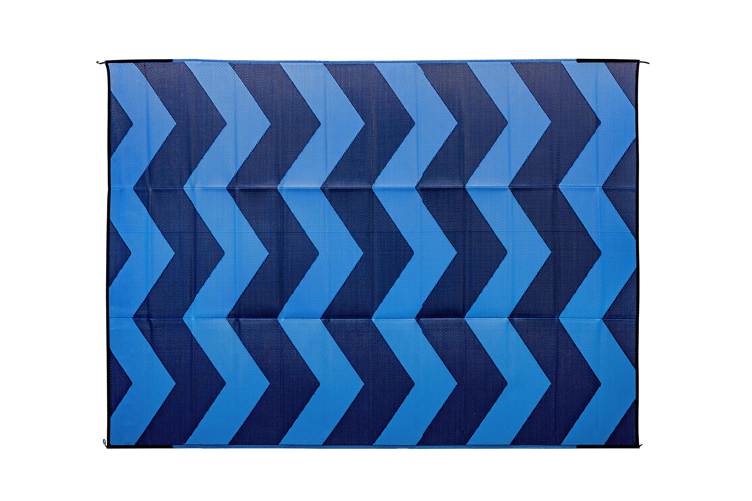 Camco 42858 Blue Chevron Design 9' X 12' Reversible Outdoor Mat