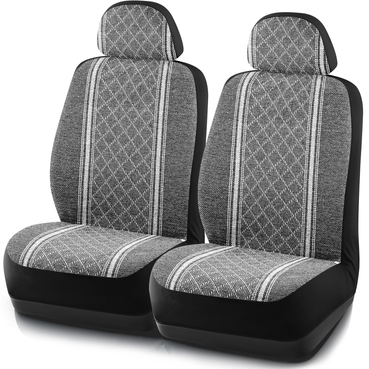 Road Comforts Baja Blanket Seat Covers Gray Diamond Bucket Seat Covers Low Back - Jacquard Fabric, Airbag Compatible, Universal