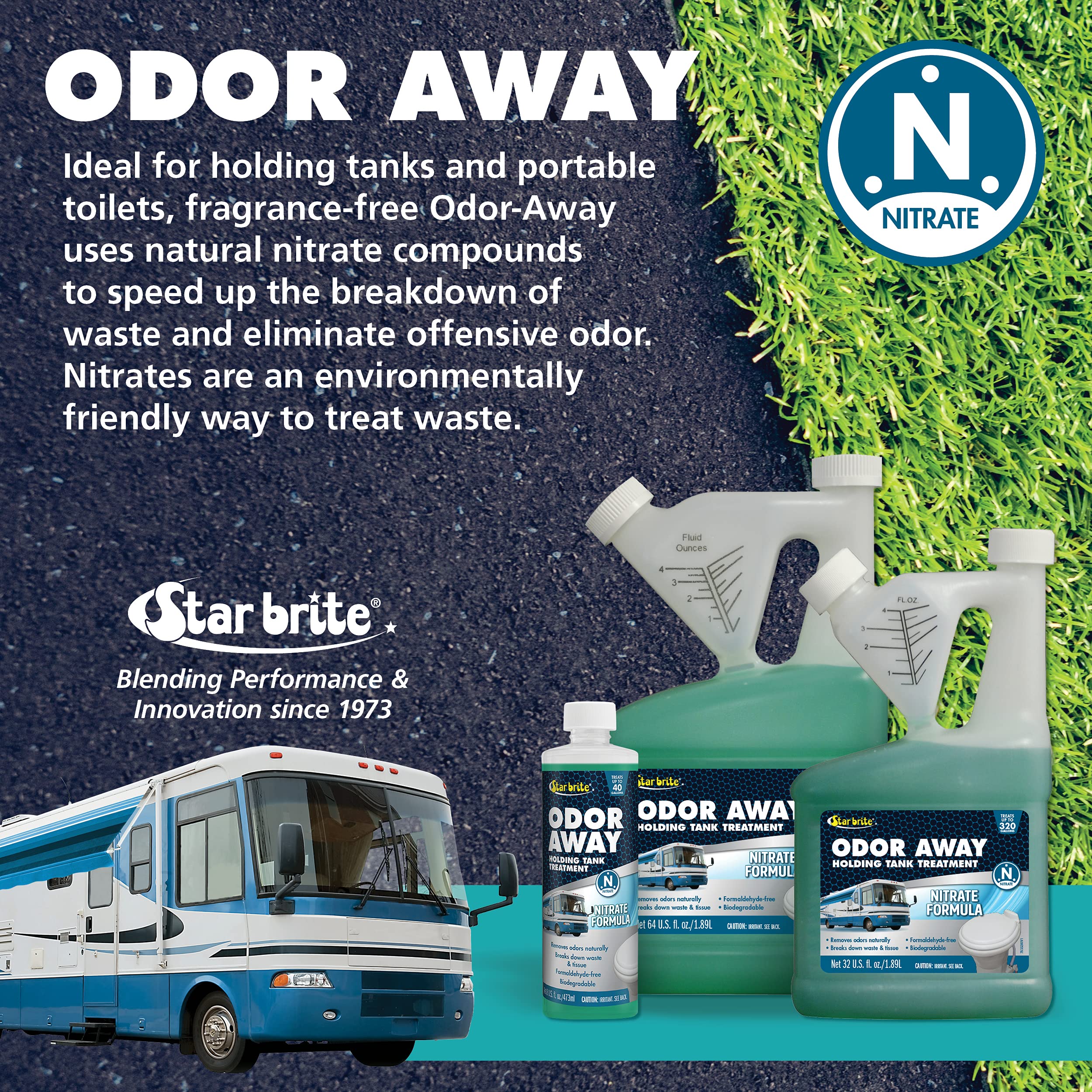 Star Brite Odor Away Holding Tank Treatment - Nitrate Formula - Remove Odor & Breakdown Waste Naturally, Formaldehyde-Free, Idea