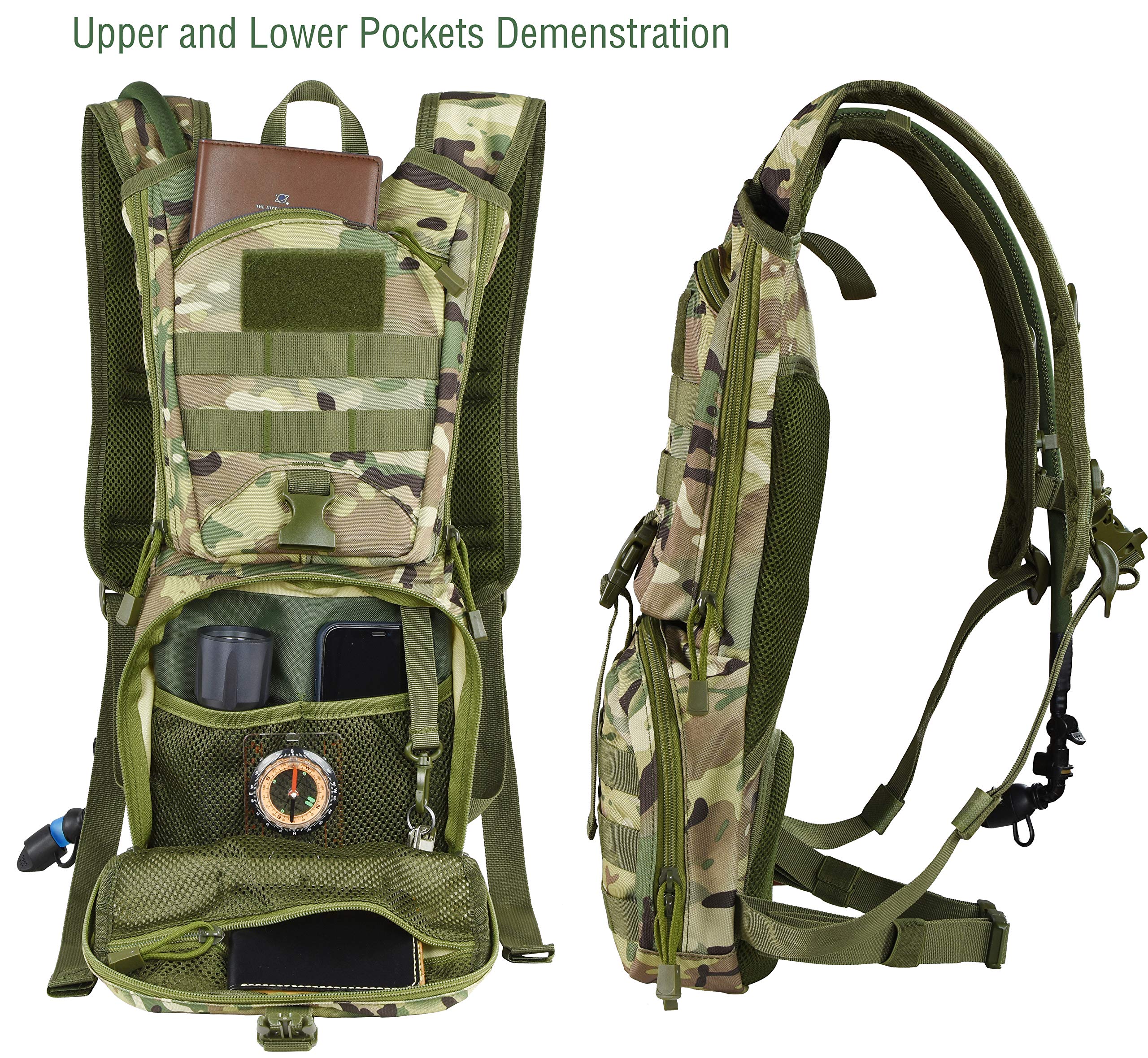 Marchway Tactical Molle Hydration Pack Backpack With 3L Tpu Water Bladder, Military Daypack For Cycling, Hiking, Running, Climbing, Hunting, Biking (Cp)