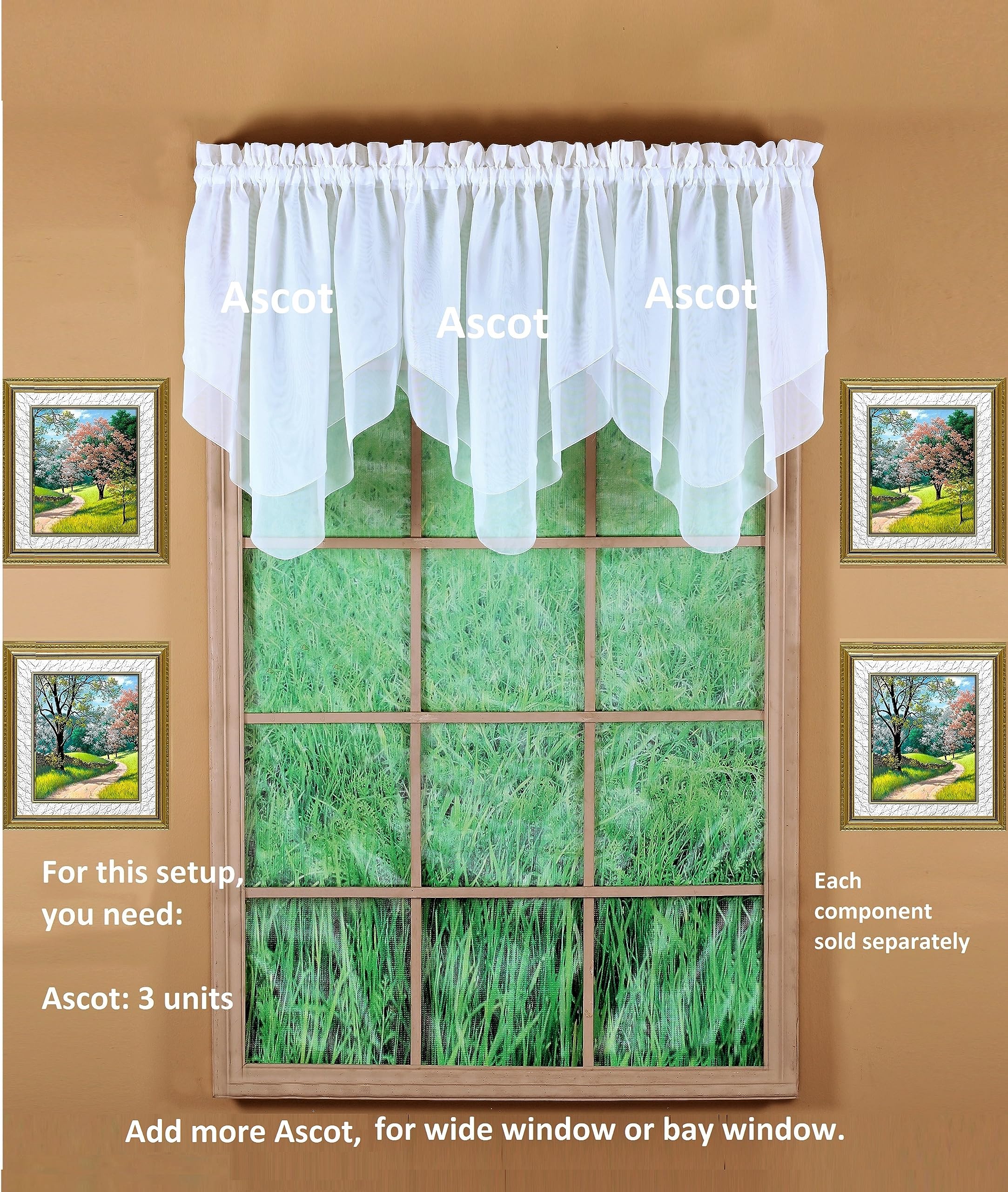 Today'S Curtain Emelia Original Voile Ascot 25'', White, 40'' W X 25'' L