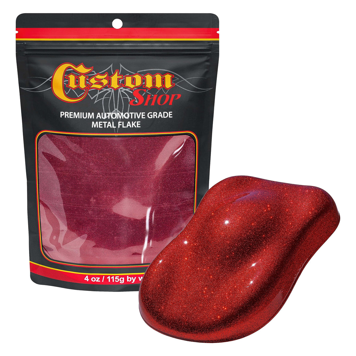 Custom Shop - Fire Red - 4-Ounces of Micro Metal Flake .004'' 100 Micron Size - Premium Automotive Grade Flake, UV, Fade & Solve