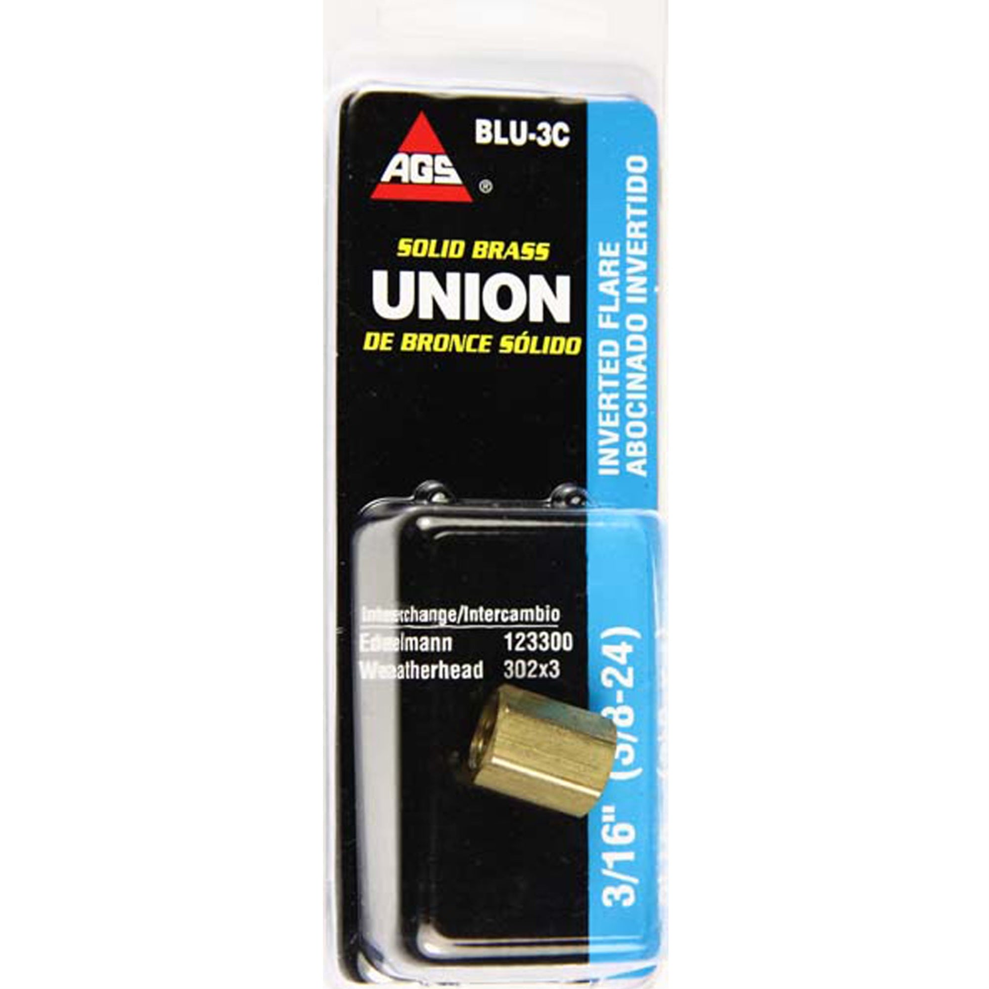 Fittings: 3/16 x 3/16 standard union