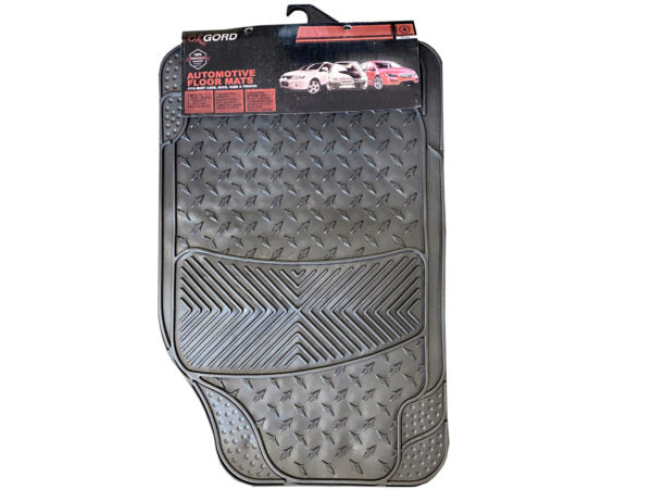 Oxgord 4 Piece Tail Fin Heavy Duty All Weather Rubber Automotive Floor Mats In Black