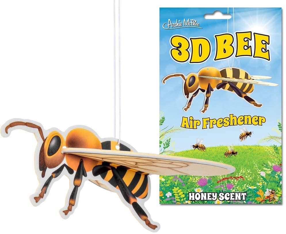 Archie Mcphee 3D Bee Air Freshener, Yellow, One Size