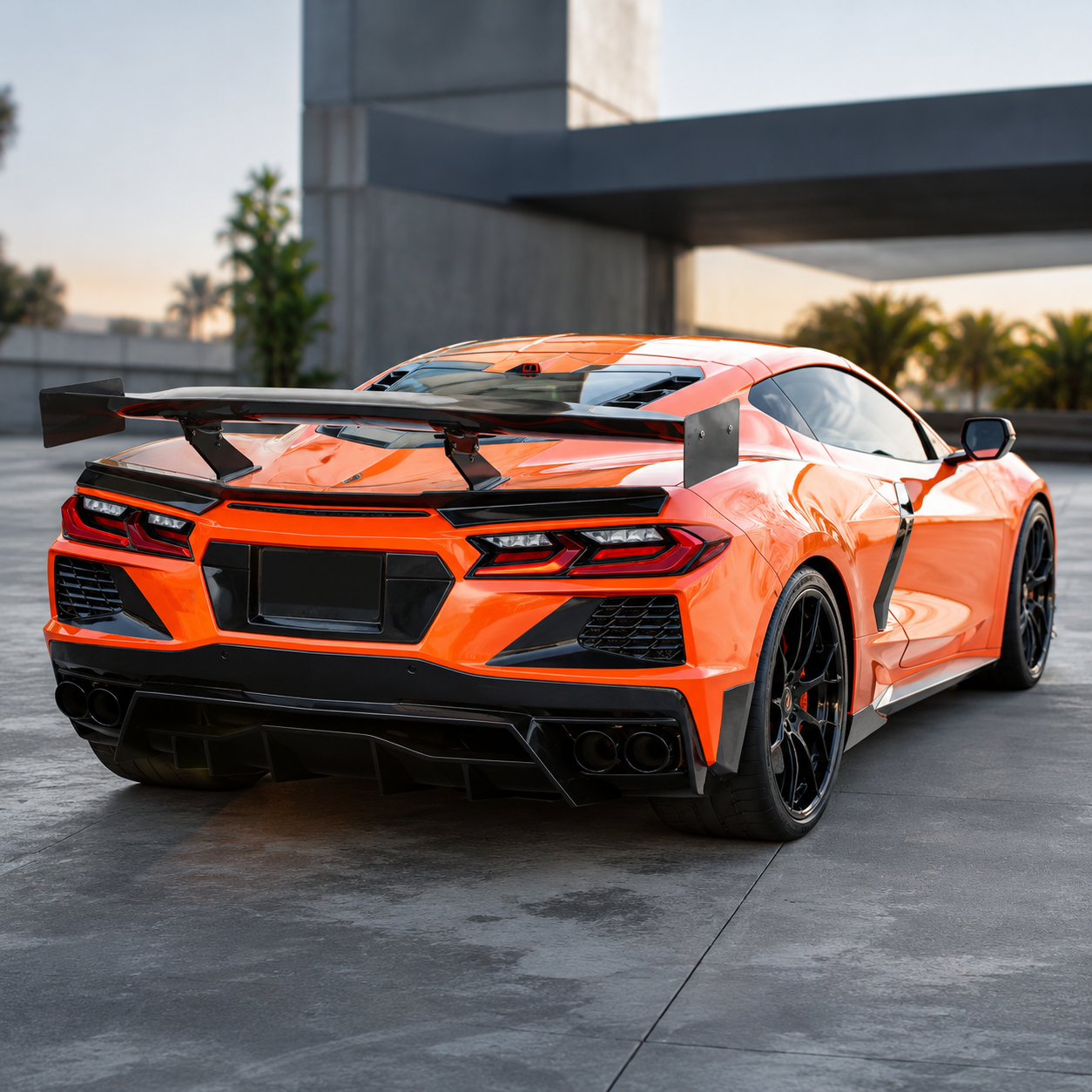 AP Style Dry Carbon Fiber Rear Trunk GT Wing for Chevrolet Corvette C8