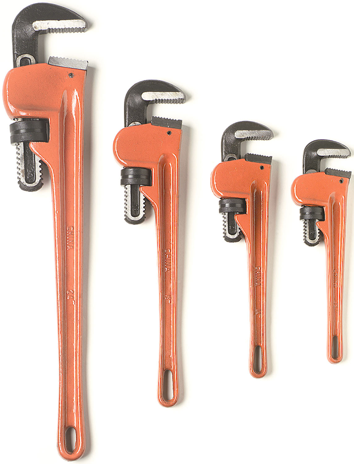 4 Pc. Cast Iron Pipe Wrench Set