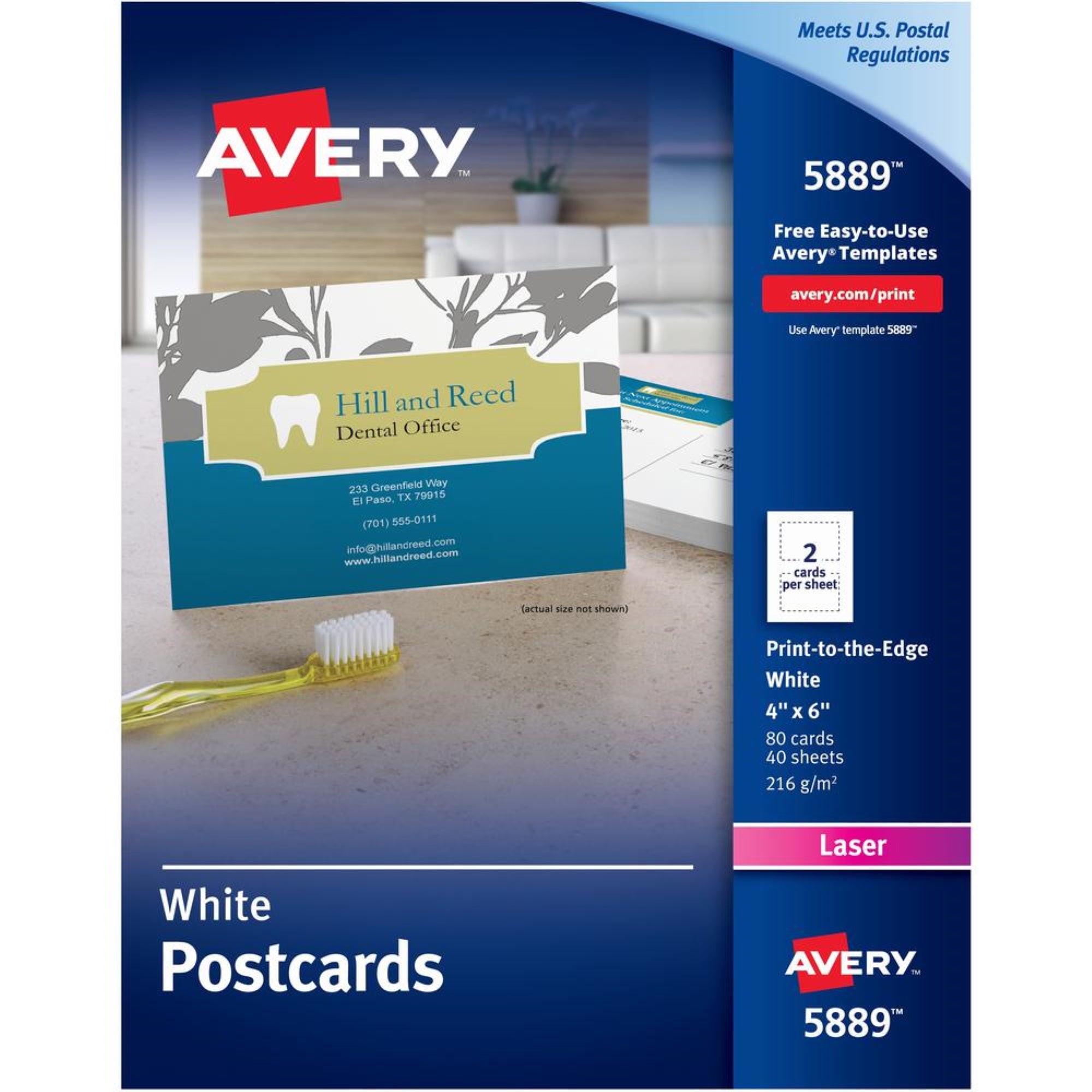 Avery&Reg; Sure Feed Postcards - 97 Brightness6 X 4 - 80 / Box - Fsc Mix - Perforated, Heavyweight, Rounded Corner, Uncoated