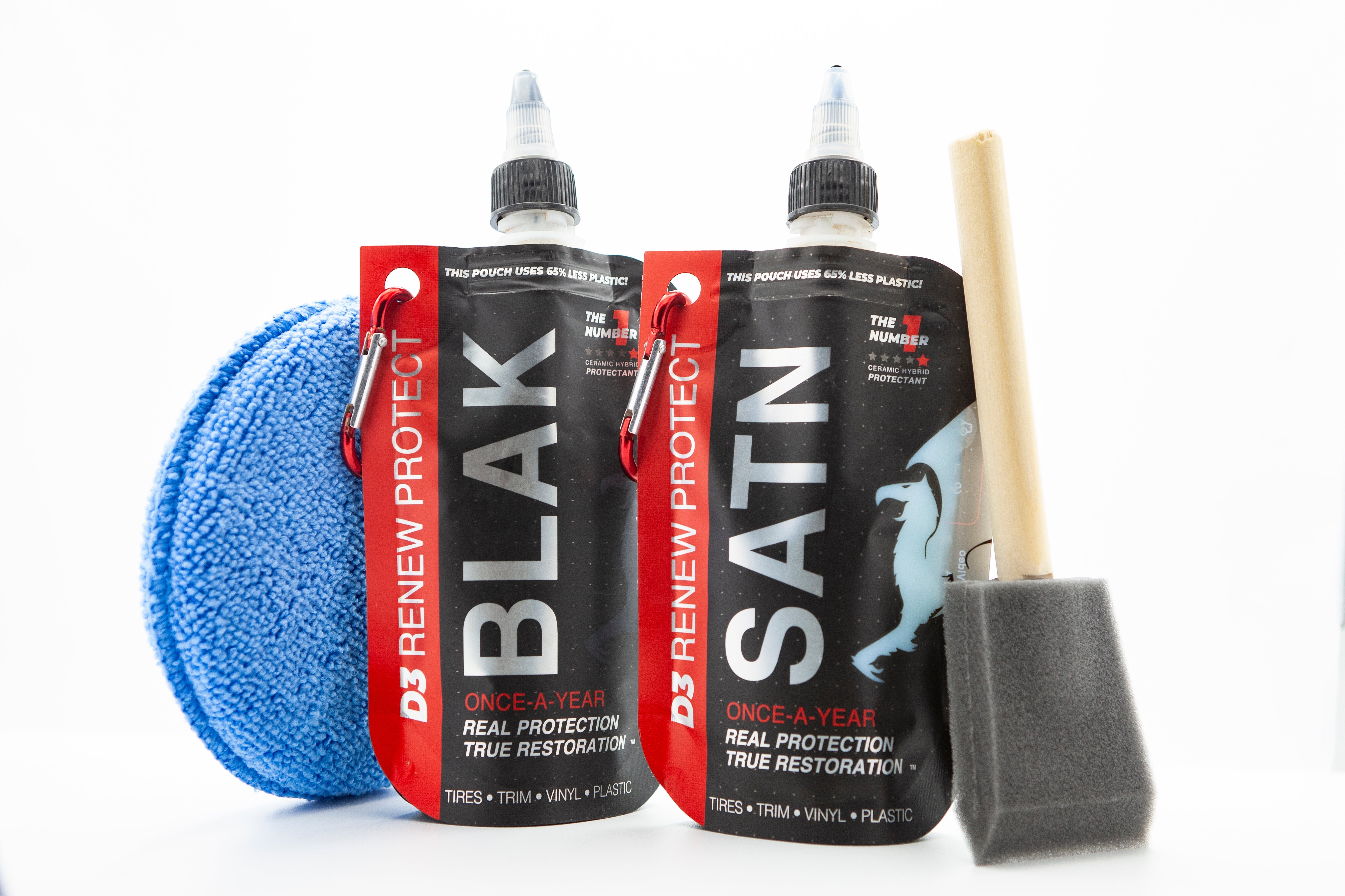 2-Pack Ceramic-Hybrid Protectant Kit | BLAK & SATN 100ml | 4-12 Months Tire, 1-2 Years Trim & Vinyl Protection | Safe for Cars, Golf Carts, RVs, Motorcycle-Safe