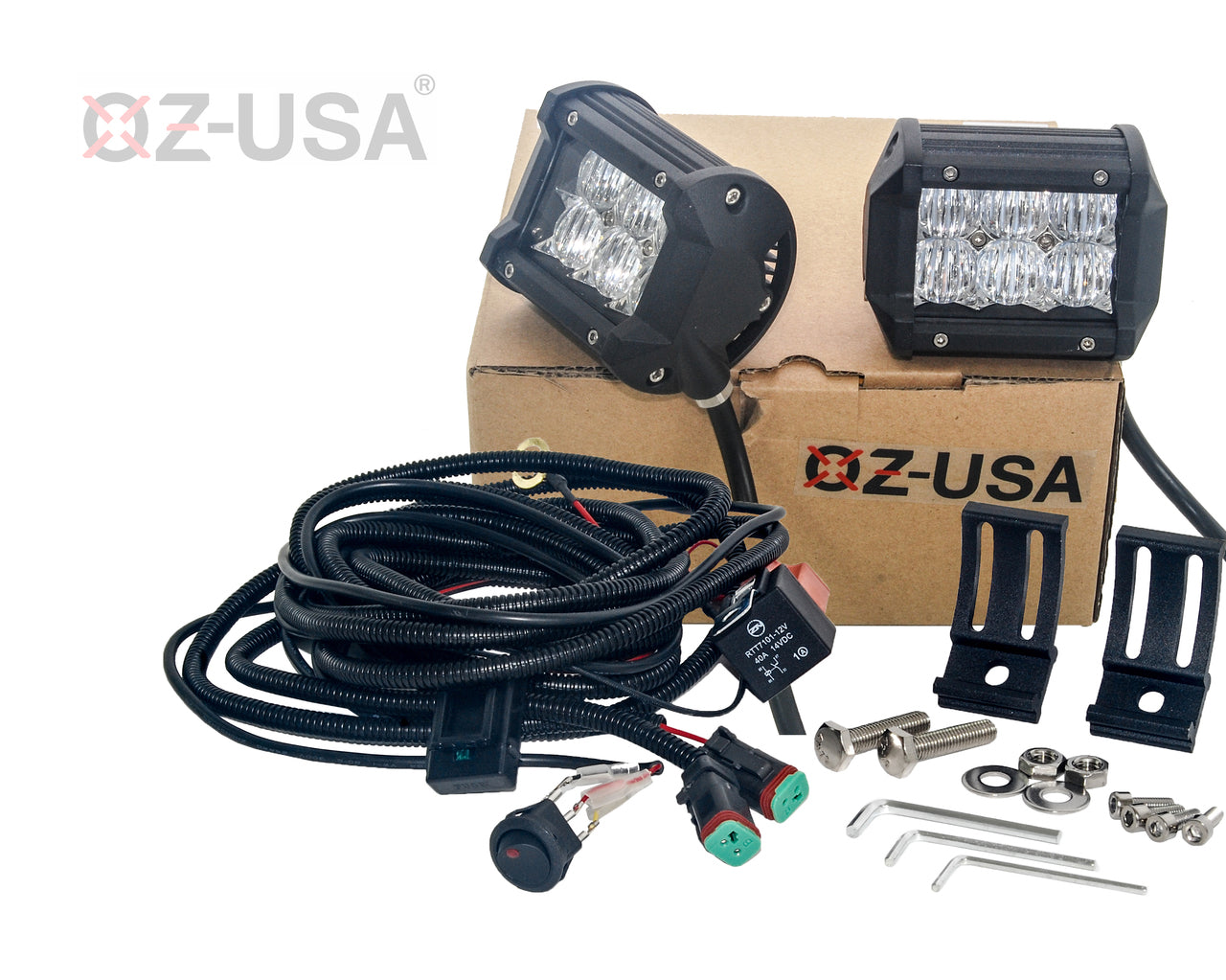 D4D 4 inch Flood Beam LED Pair 4d reflector Work Light Bar Black OffRoad SUV Boat 4WD Jeep