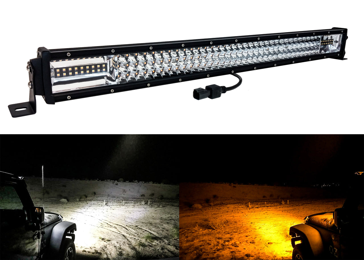 DLSeries 30 inch Amber White Dual Color Changing LED Light bar Harness Security Bolt  Flashing Emergency Driving Fog Spot Light